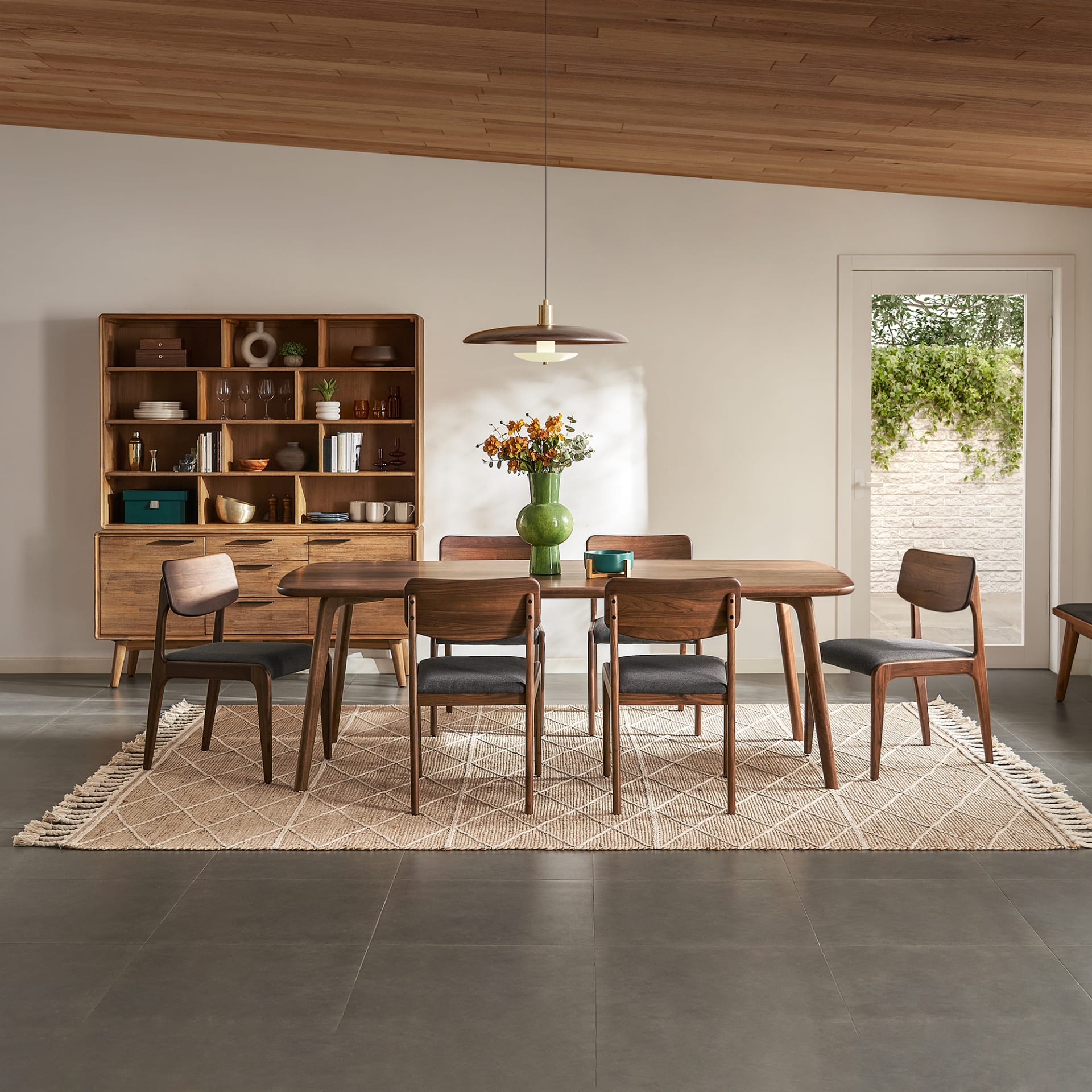 Wide Walnut Dining Table with Smooth Polished Finish