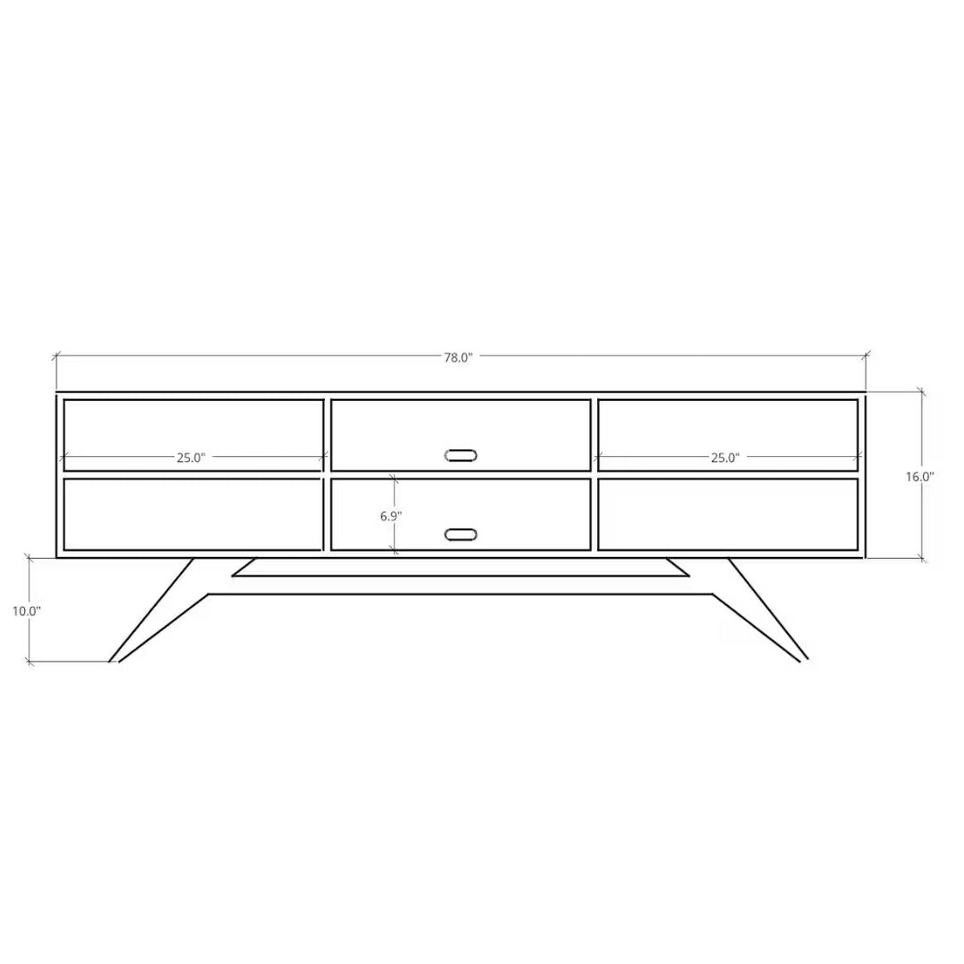 Vintage-style TV console with ash wood and burlap sliding doors