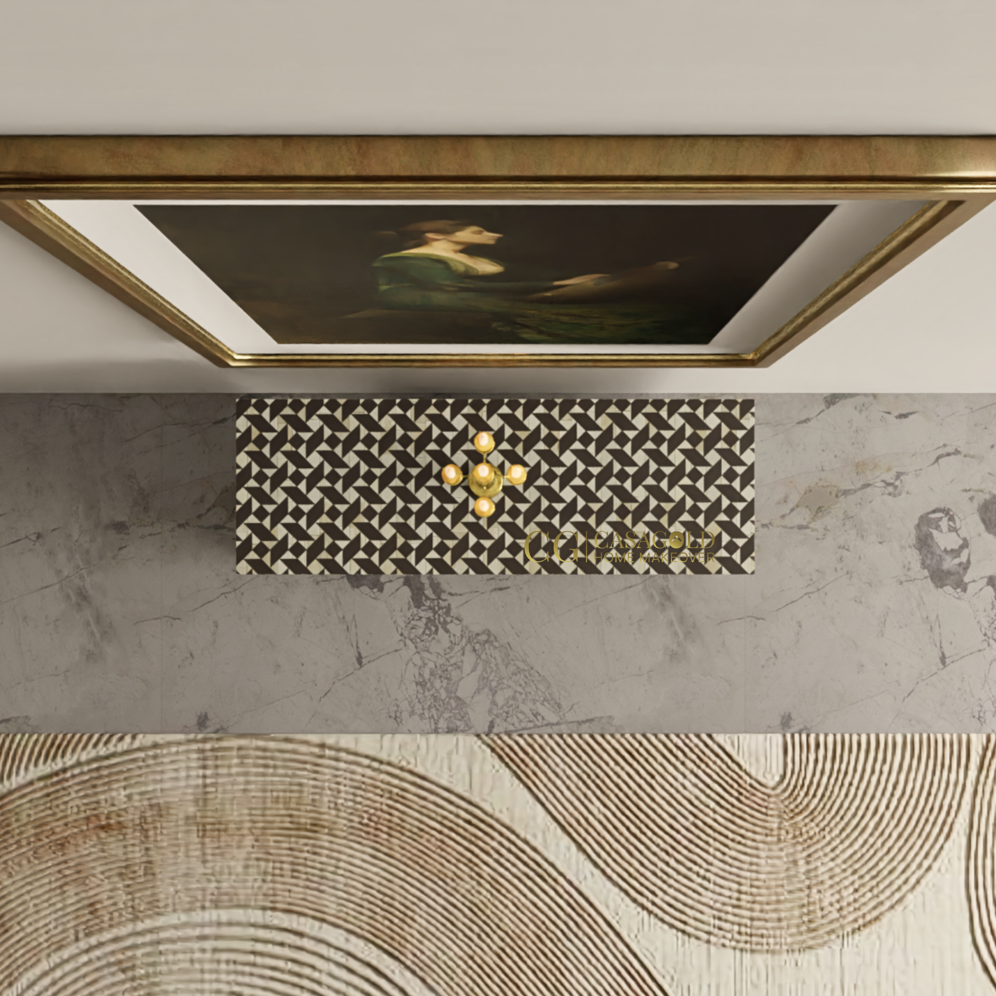 Artisan-crafted vintage inlay console for statement decor