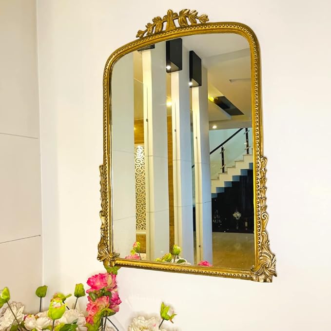 Vintage Rectangle Gold-framed glass mirror for shabby chic spaces