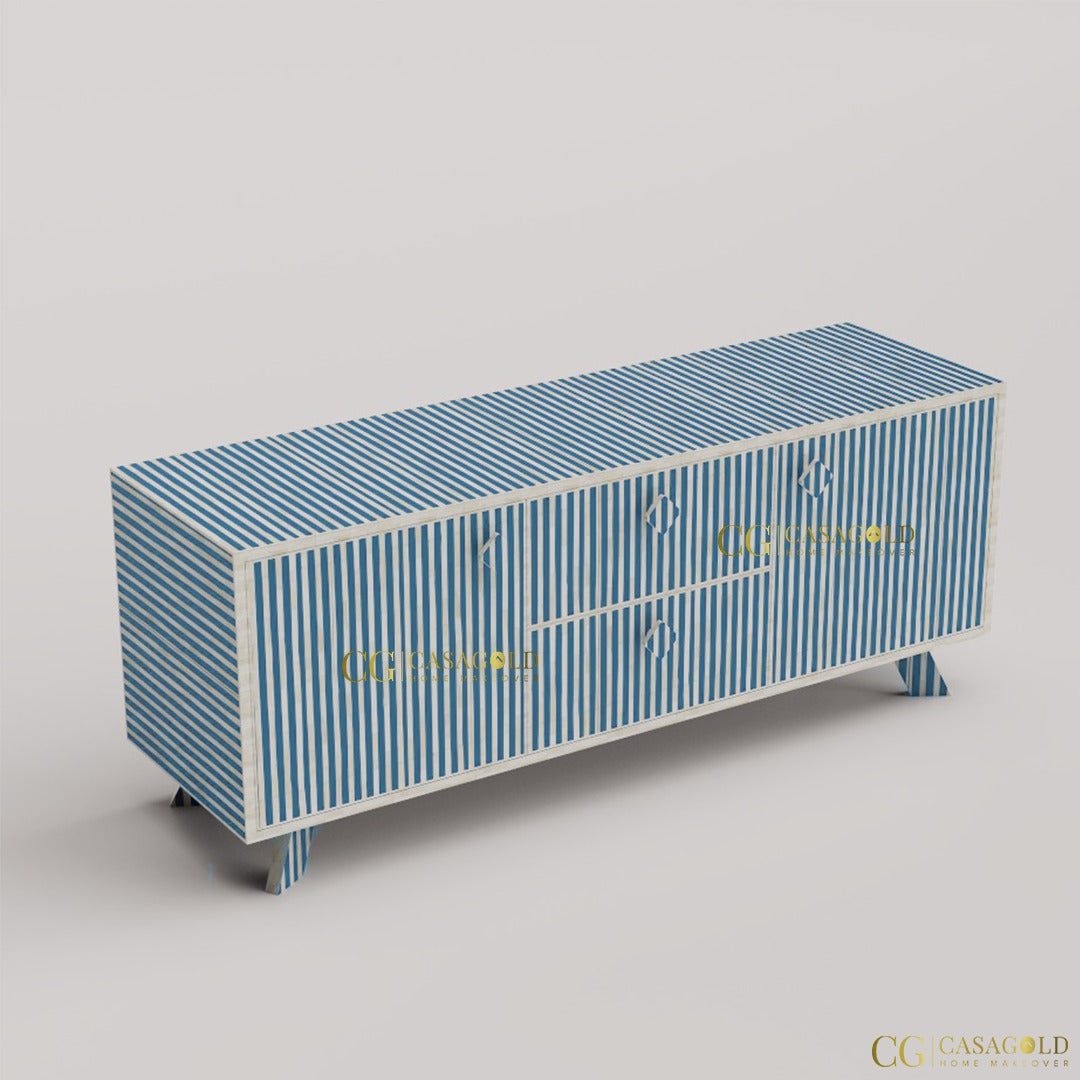 Waterfall Pattern Bone Inlay TV Console