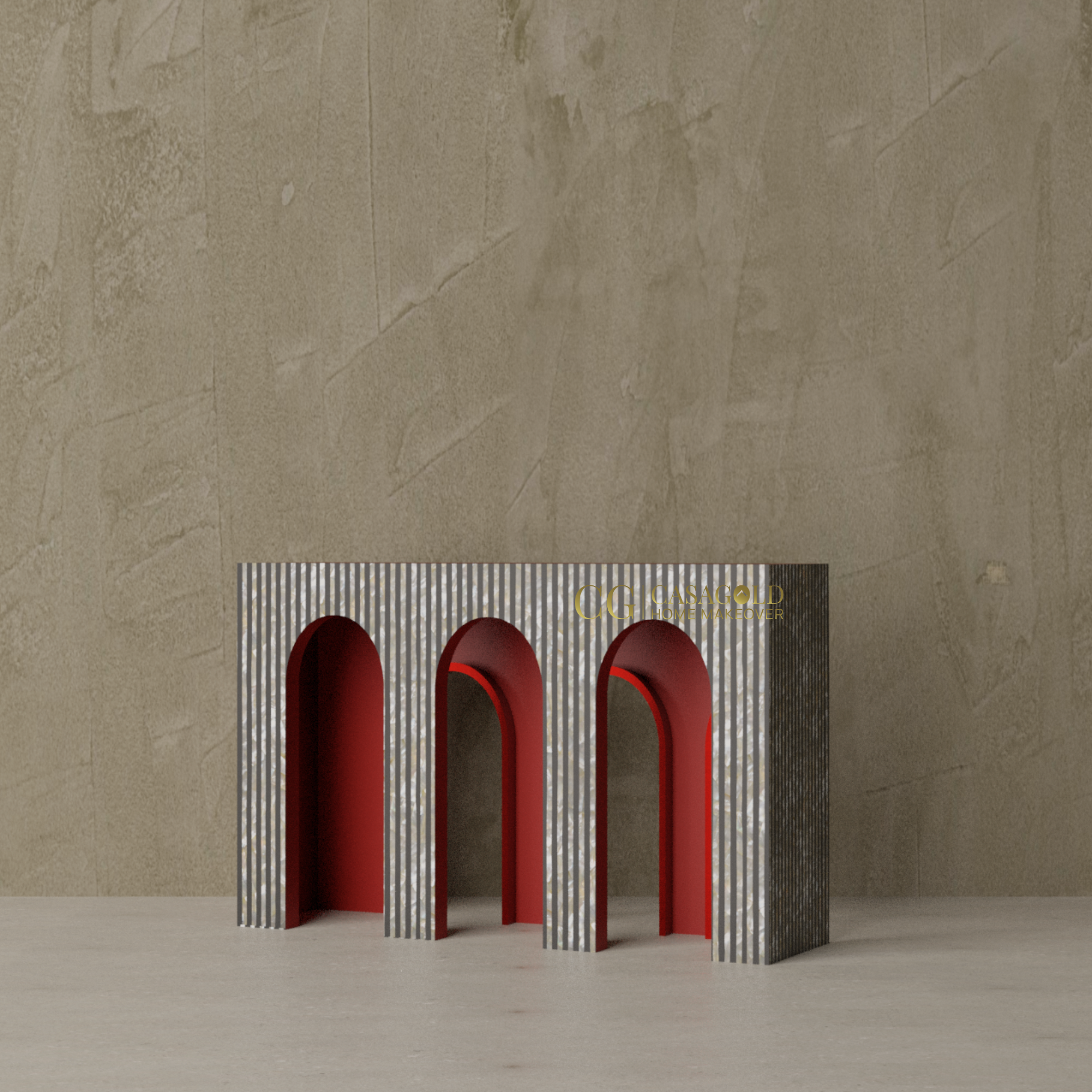 Modern Waterfall inlay console table for living room