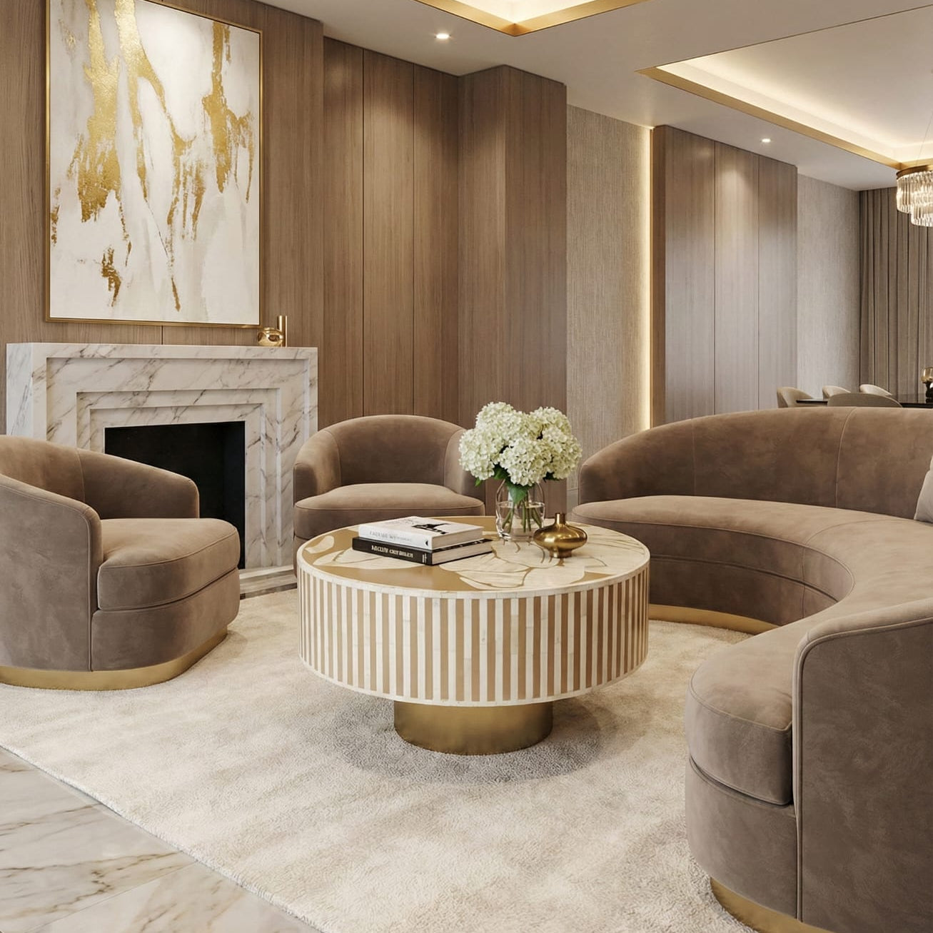 Bone Inlay Luxom Hibiscus Coffee Table