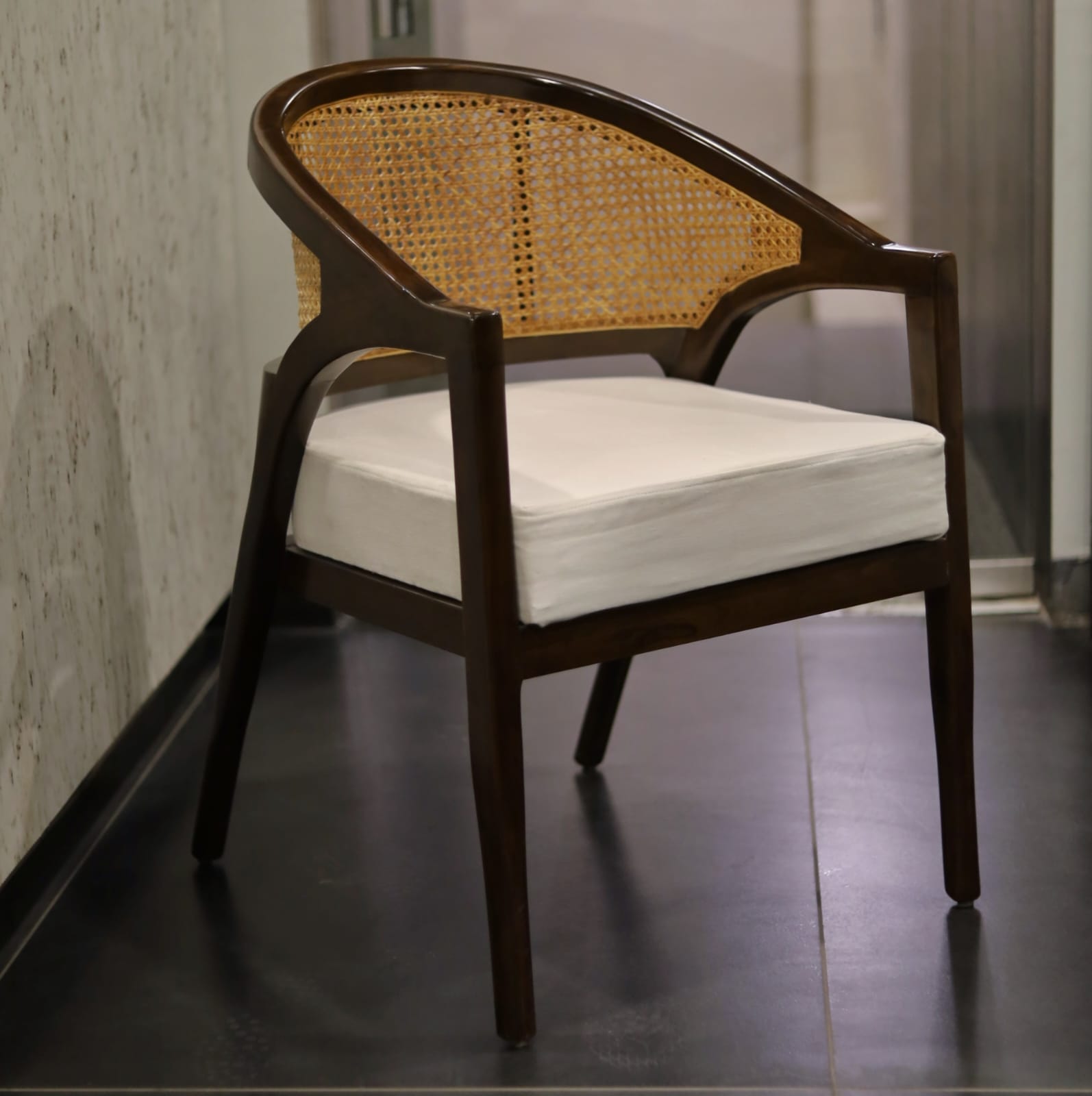 Natural Cane Rattan Chair - Handcrafted Wooden Accent Chair (Ready to Ship)