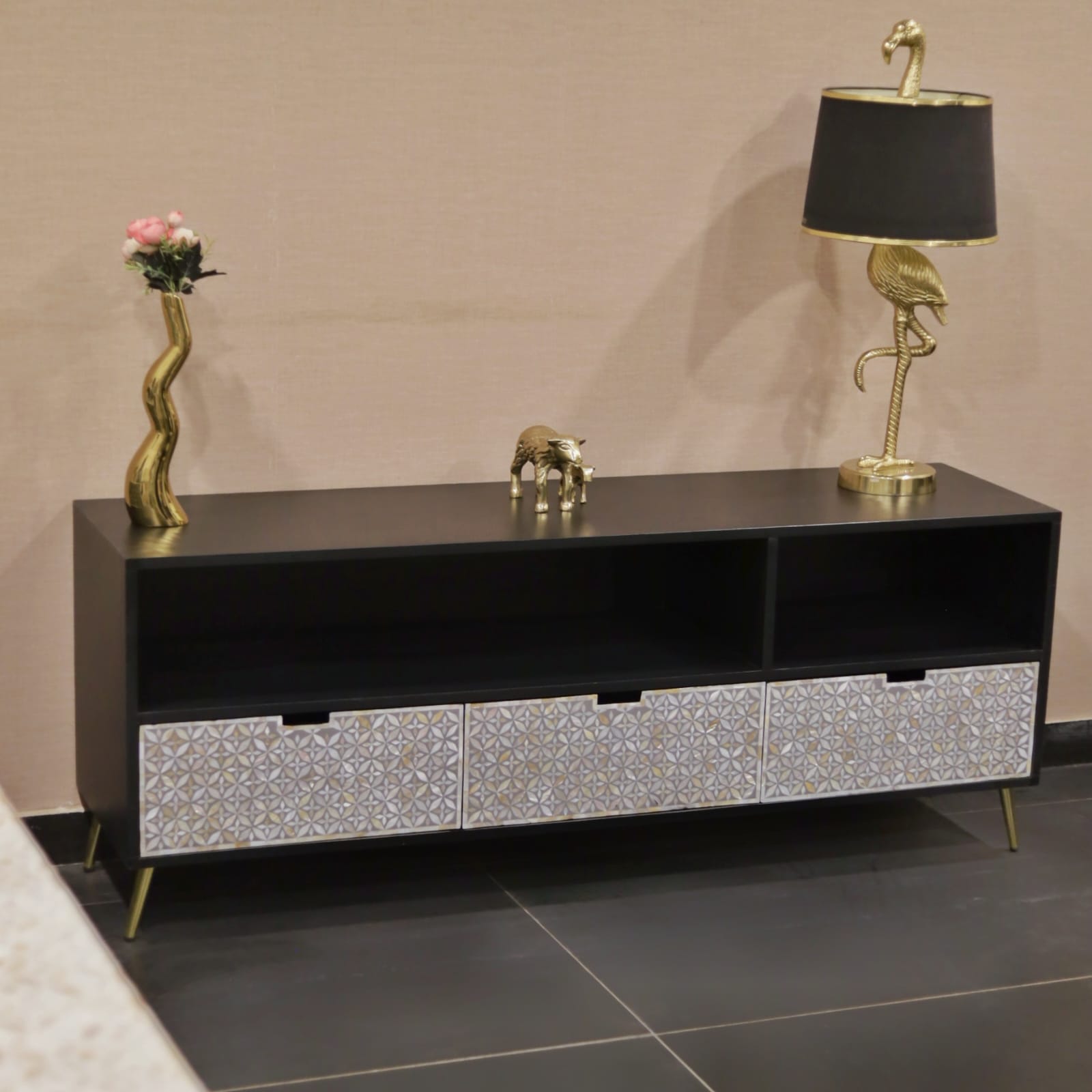 Inlay Media Unit - Geometric Floral (Grey Color ) (Ready to Ship)