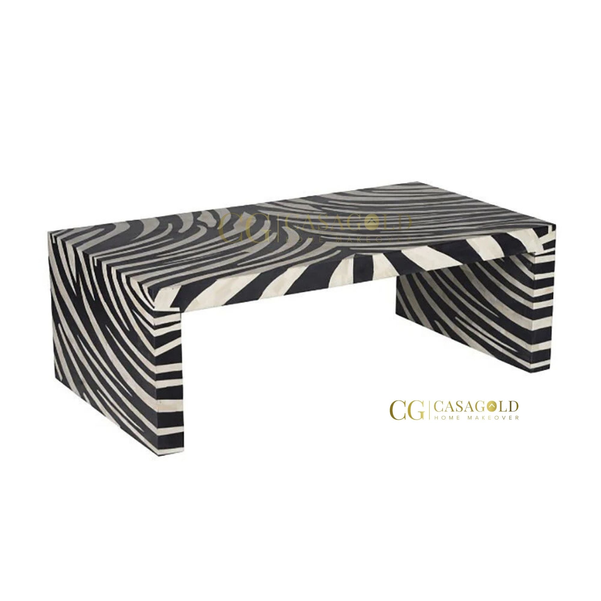 White Black bone inlay coffee table