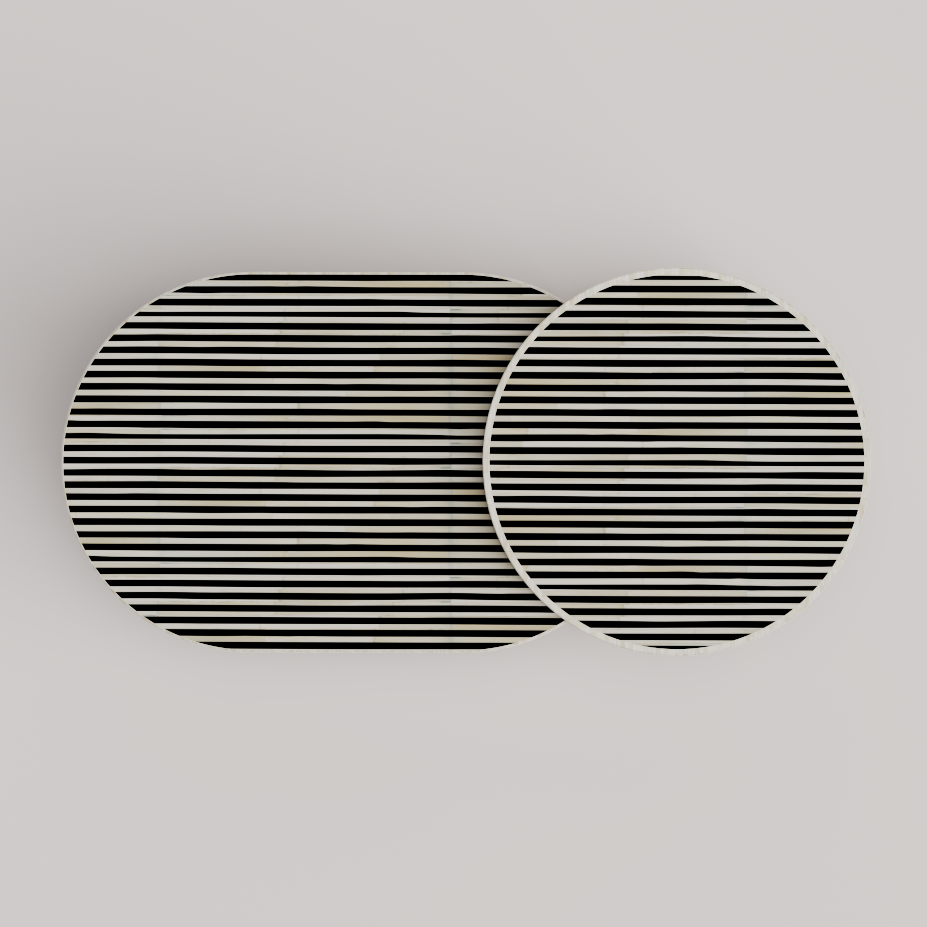 White round bone inlay coffee table
