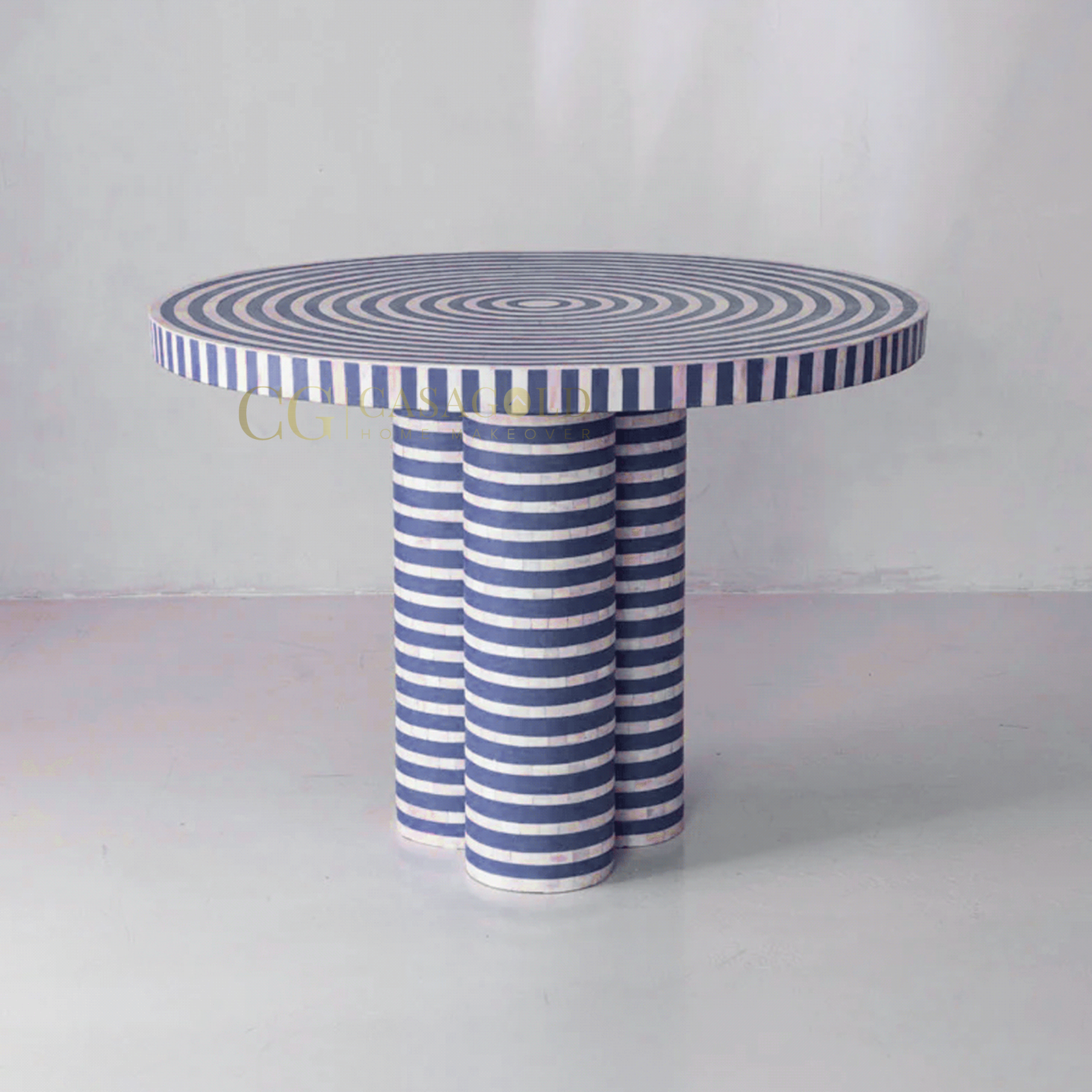 White Bone Inlay Console with Floral Pattern