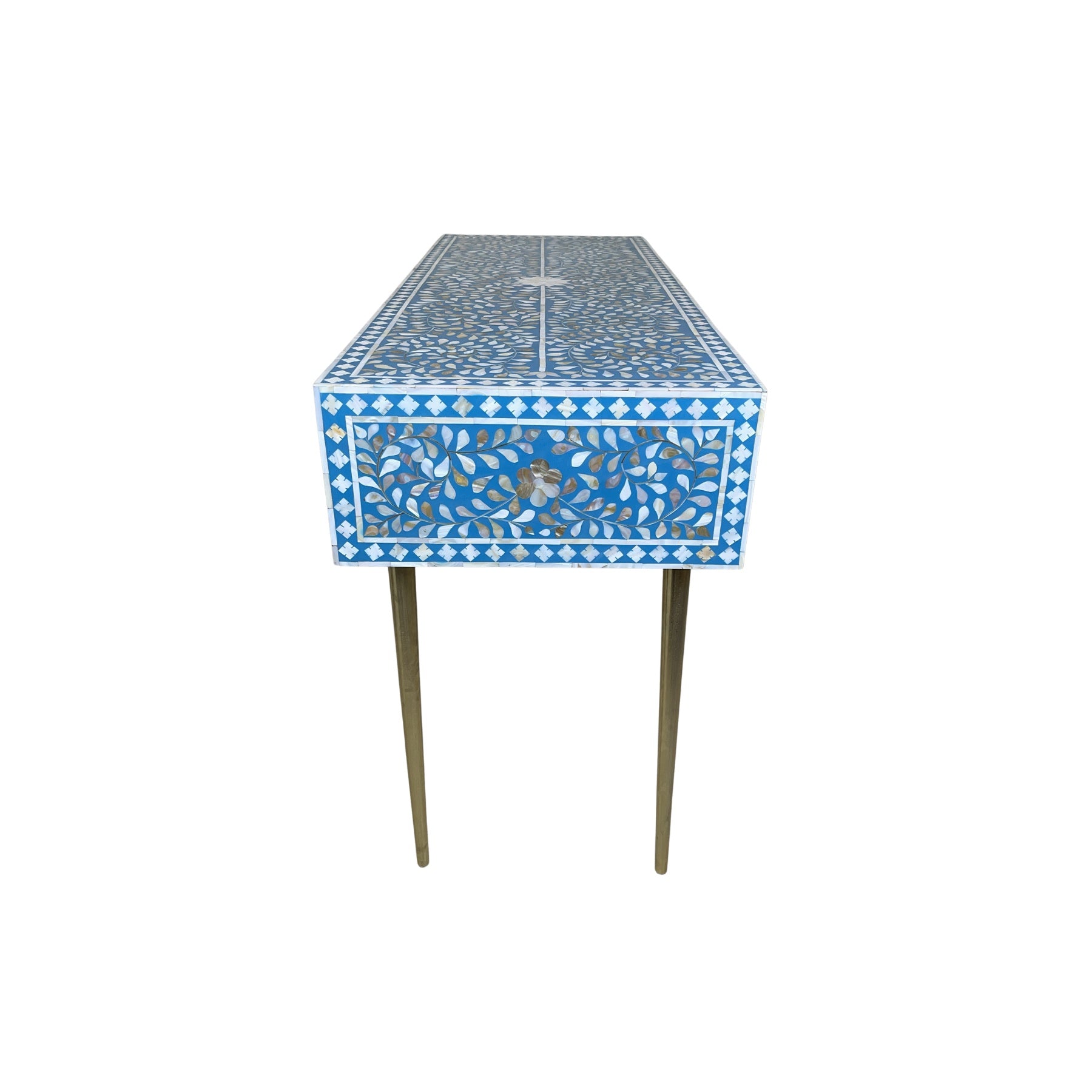 White Cleo Inlay Desk with Gold Trim