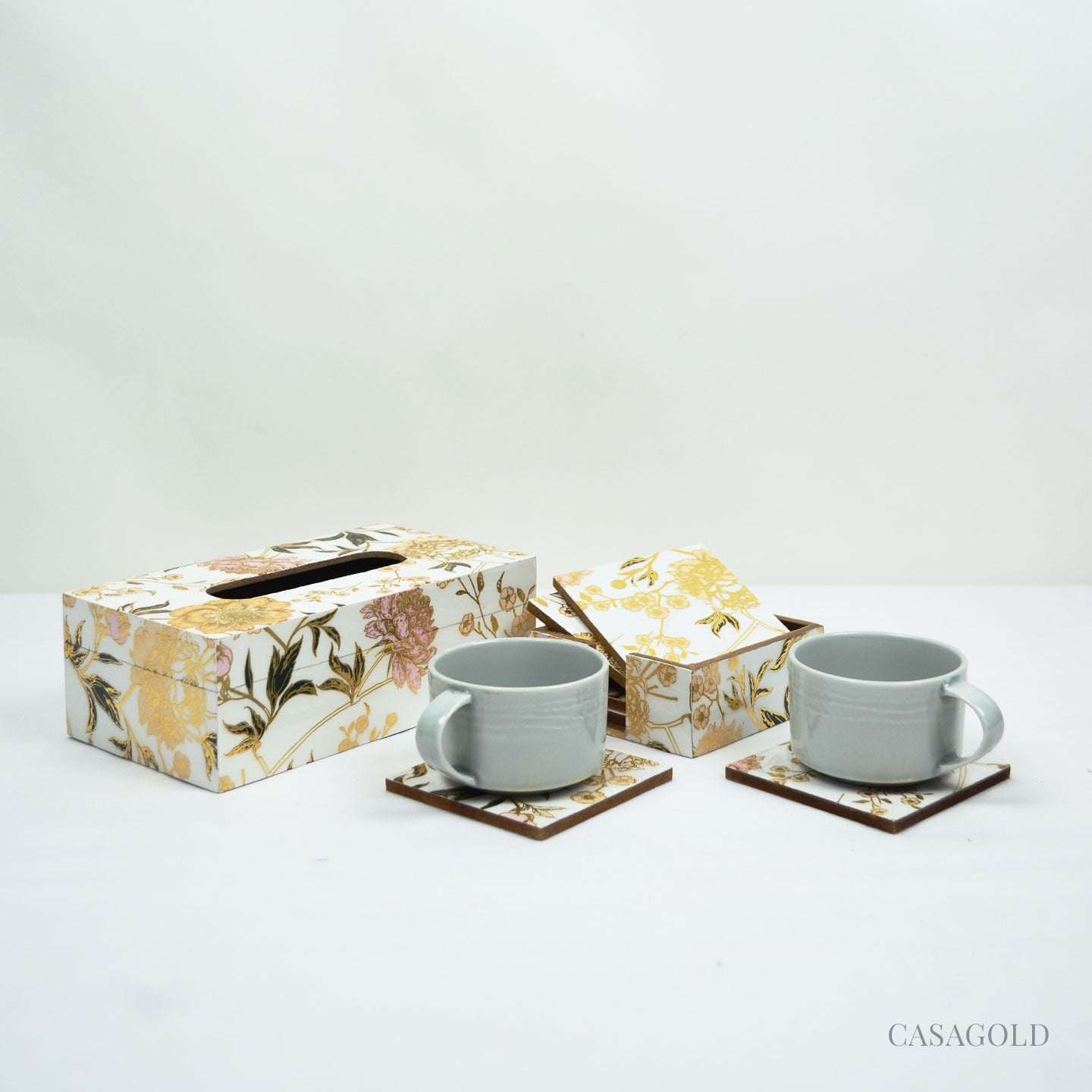 High-quality coaster and tissue box set for decor
