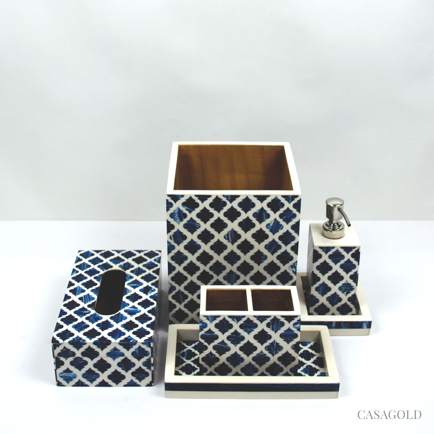 White and Blue bathroom set for sophistication