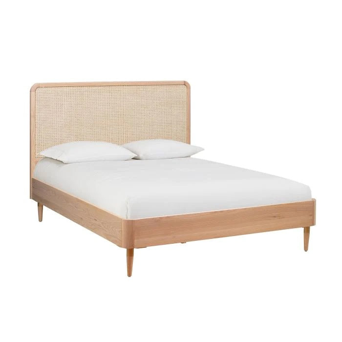 Sturdy wooden wings bed frame for modern decor