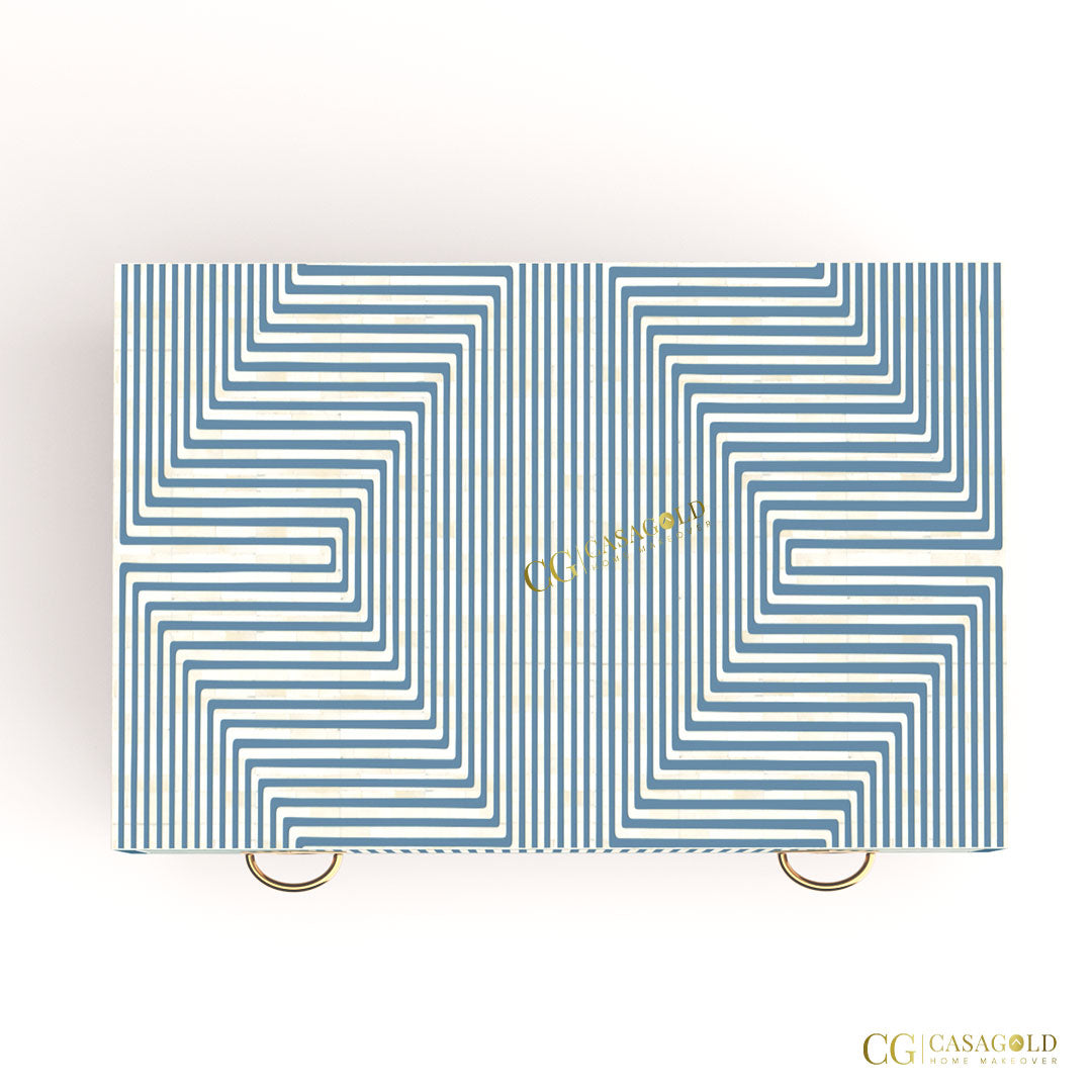 Bone Inlay Rectangular Coffee Table with Abstract Patterns
