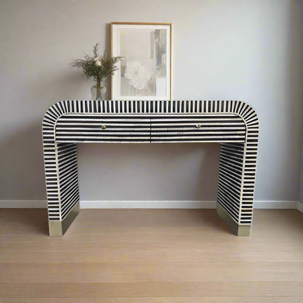 Black and White Bone Inlay Console