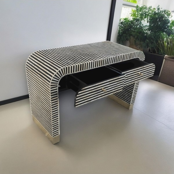 Waterfall Bone Inlay Console with Elegant Design