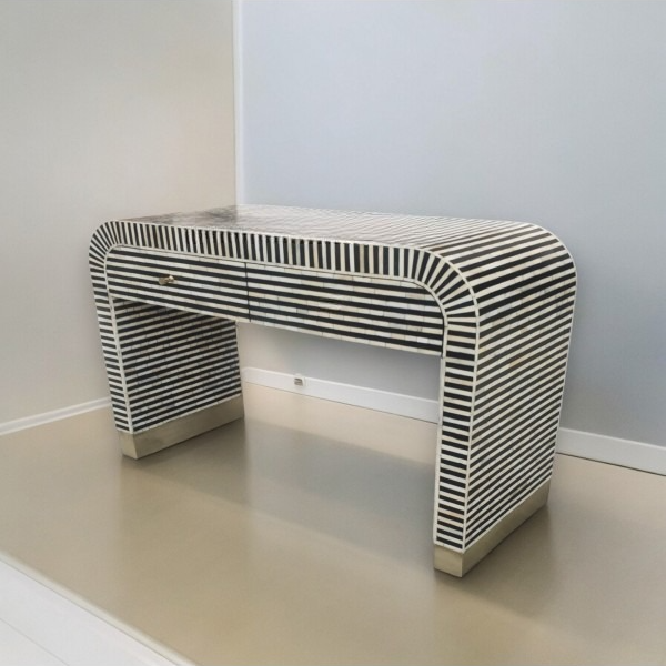 Rectangular Black Bone Inlay Console