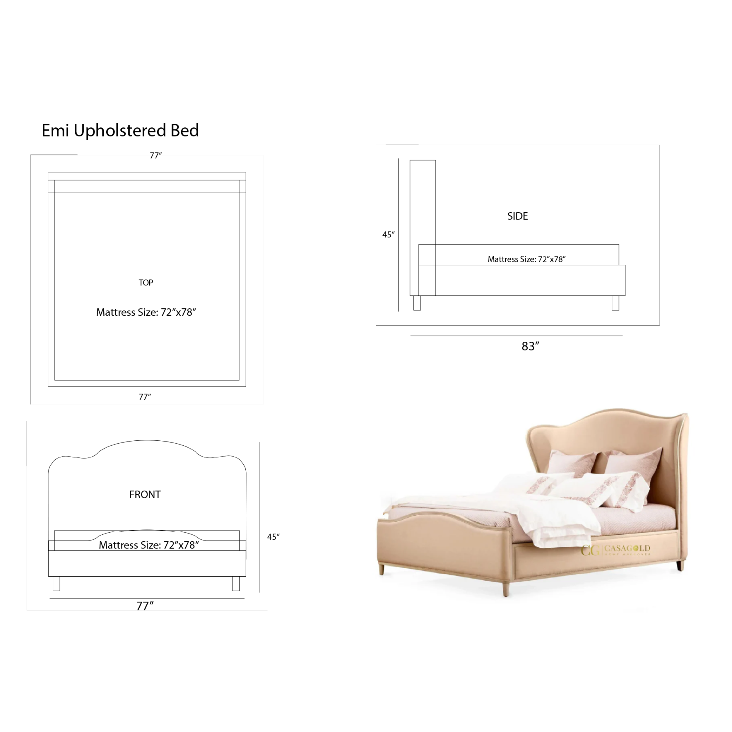 Emi Upholstered Bed - Elegance Redefined