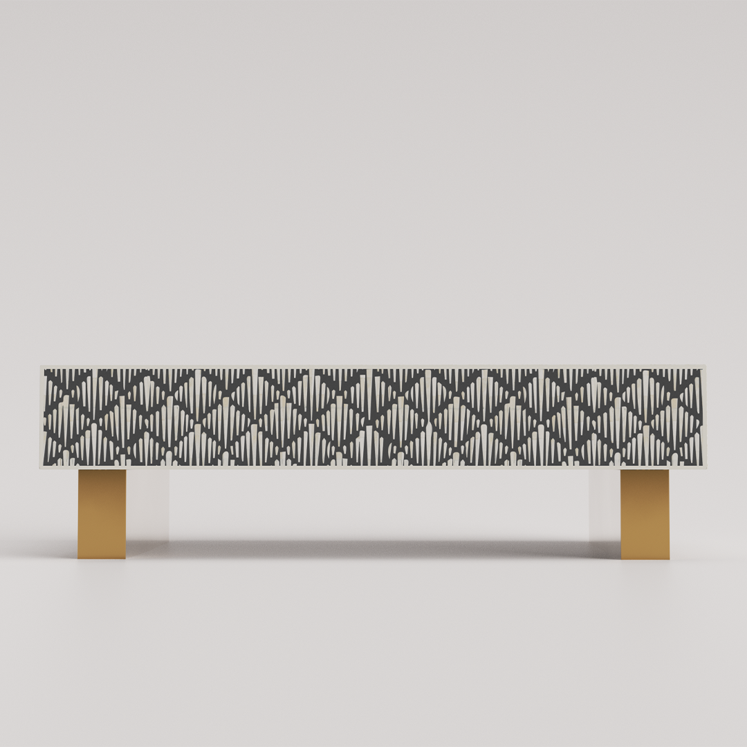 Classic Black Bone Inlay Rectangular Coffee Table