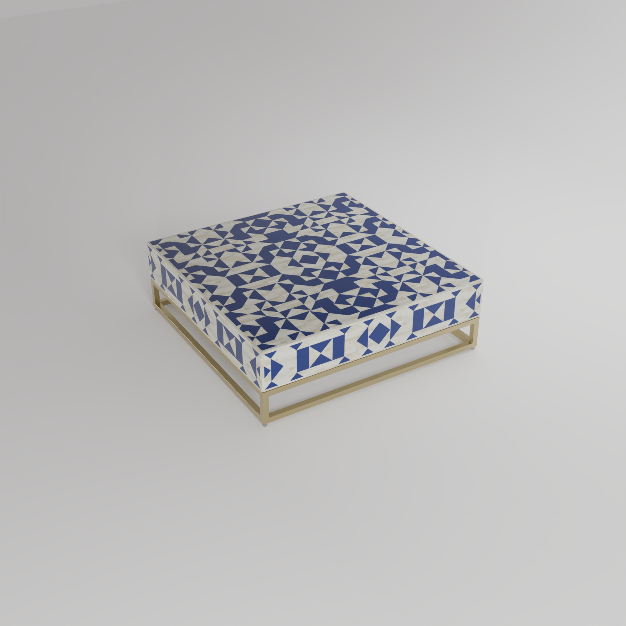 indigo coffee table with metal stand