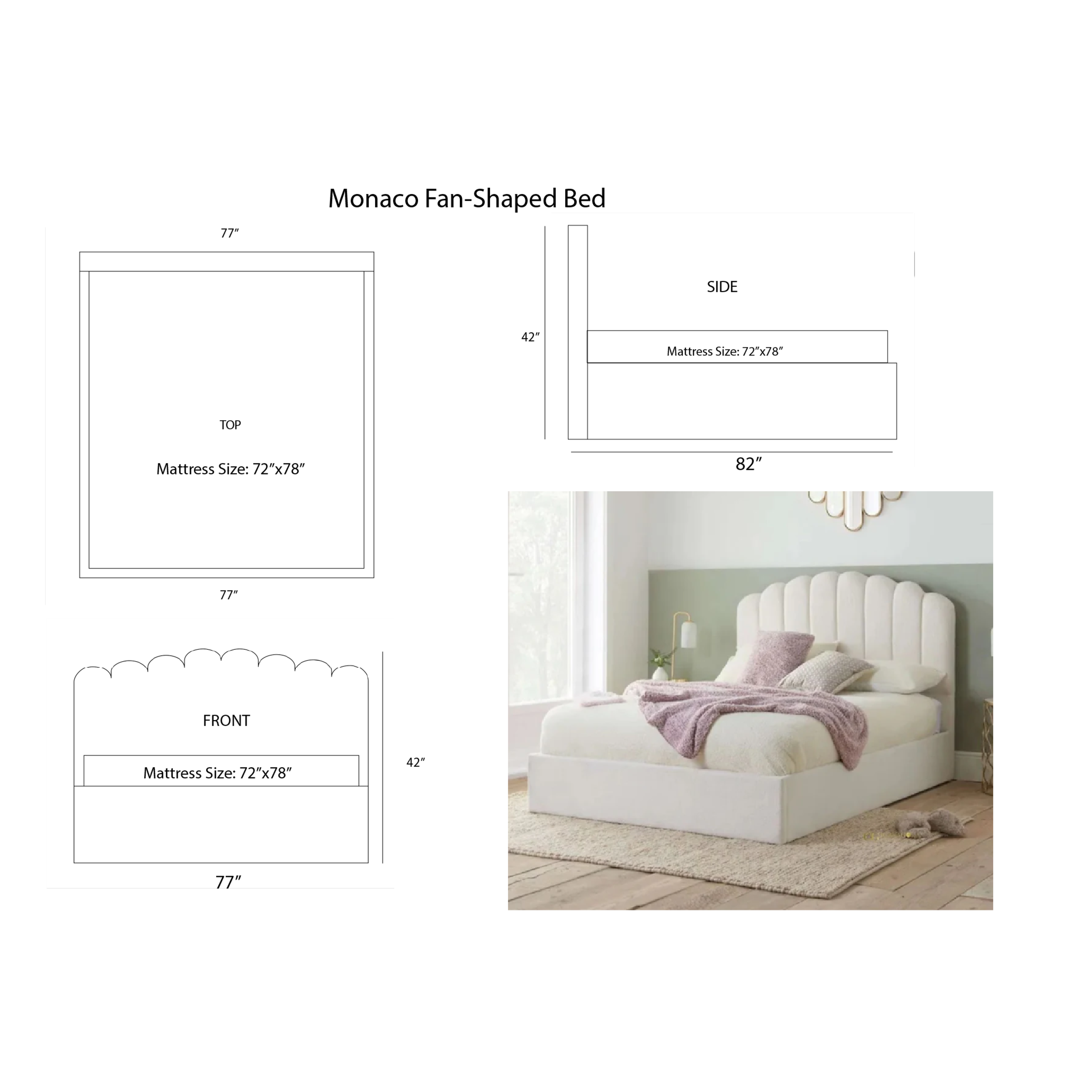 Monaco Fan-Shaped Bed