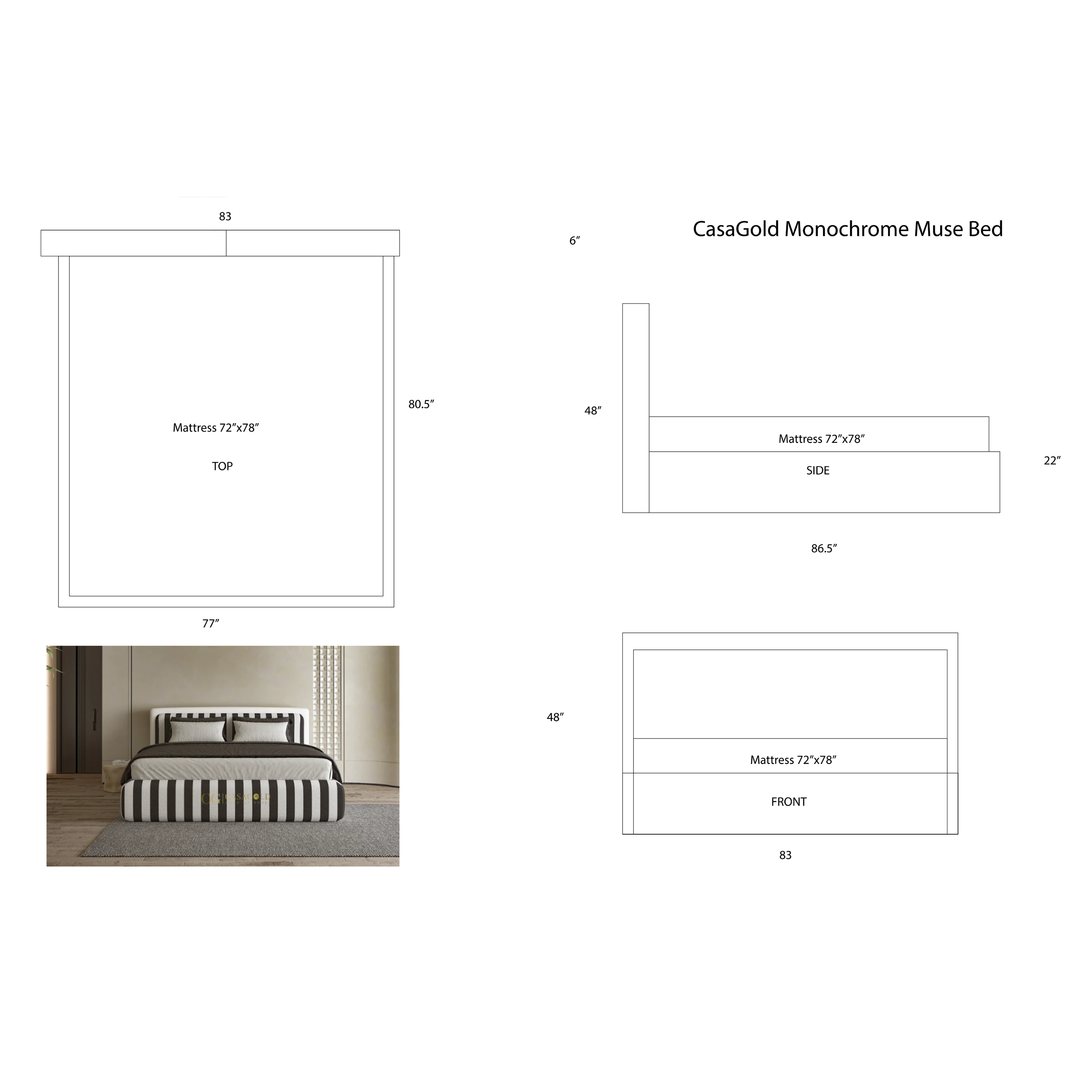 CasaGold Monochrome Muse Bed