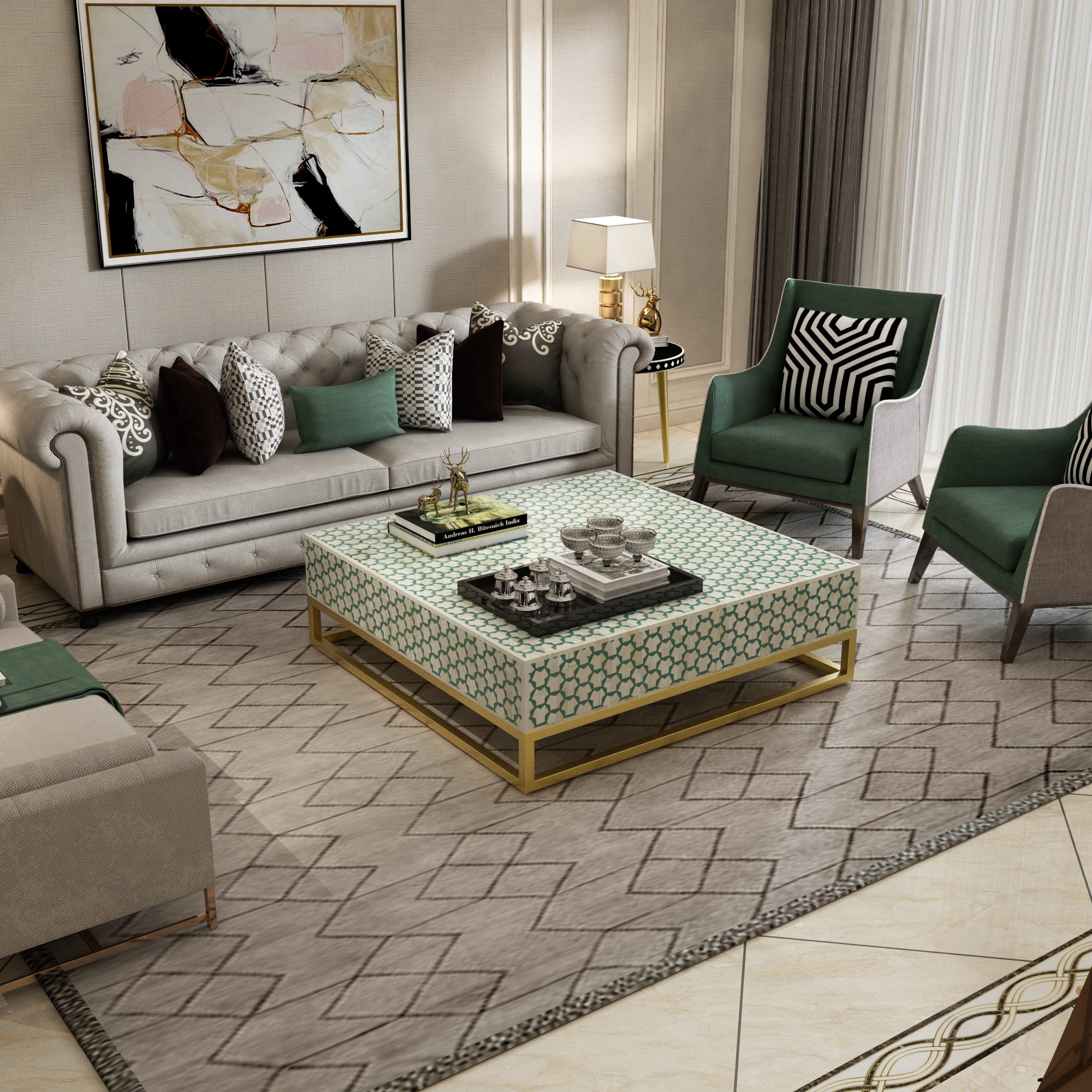 Modern TARGUA GREEN SQUARE COFFEE TABLE