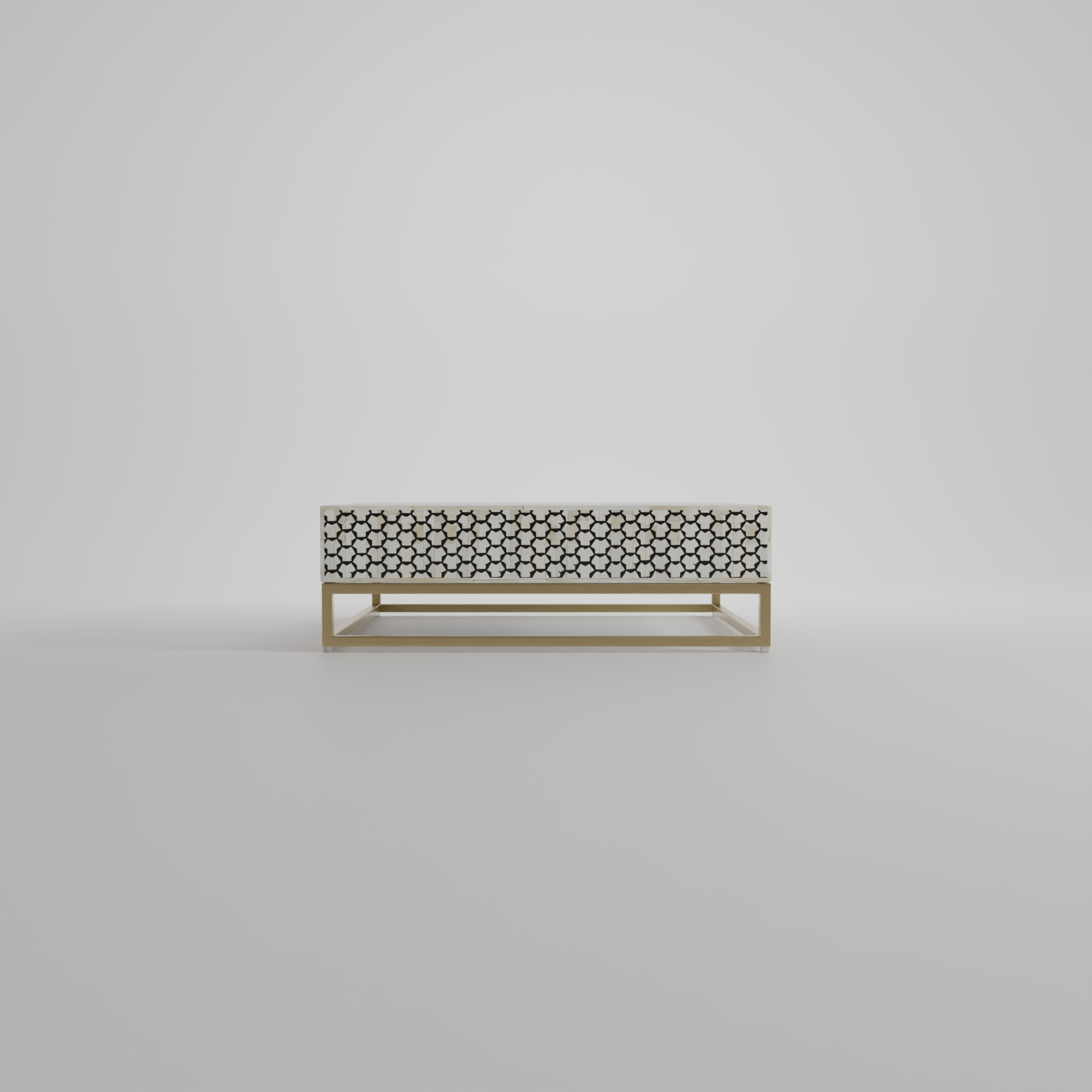 targua square inlay table with metal base in gold base made in metal