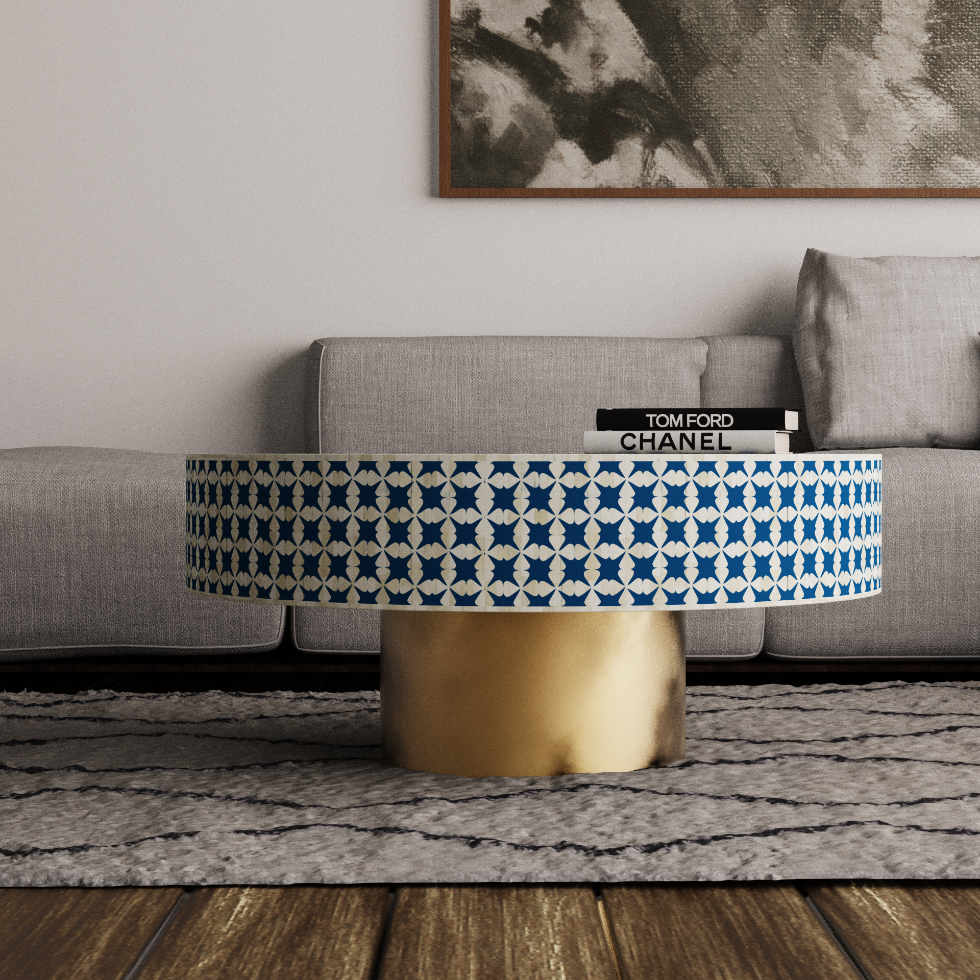 Inlay Indigo Round Coffee Table - Liza