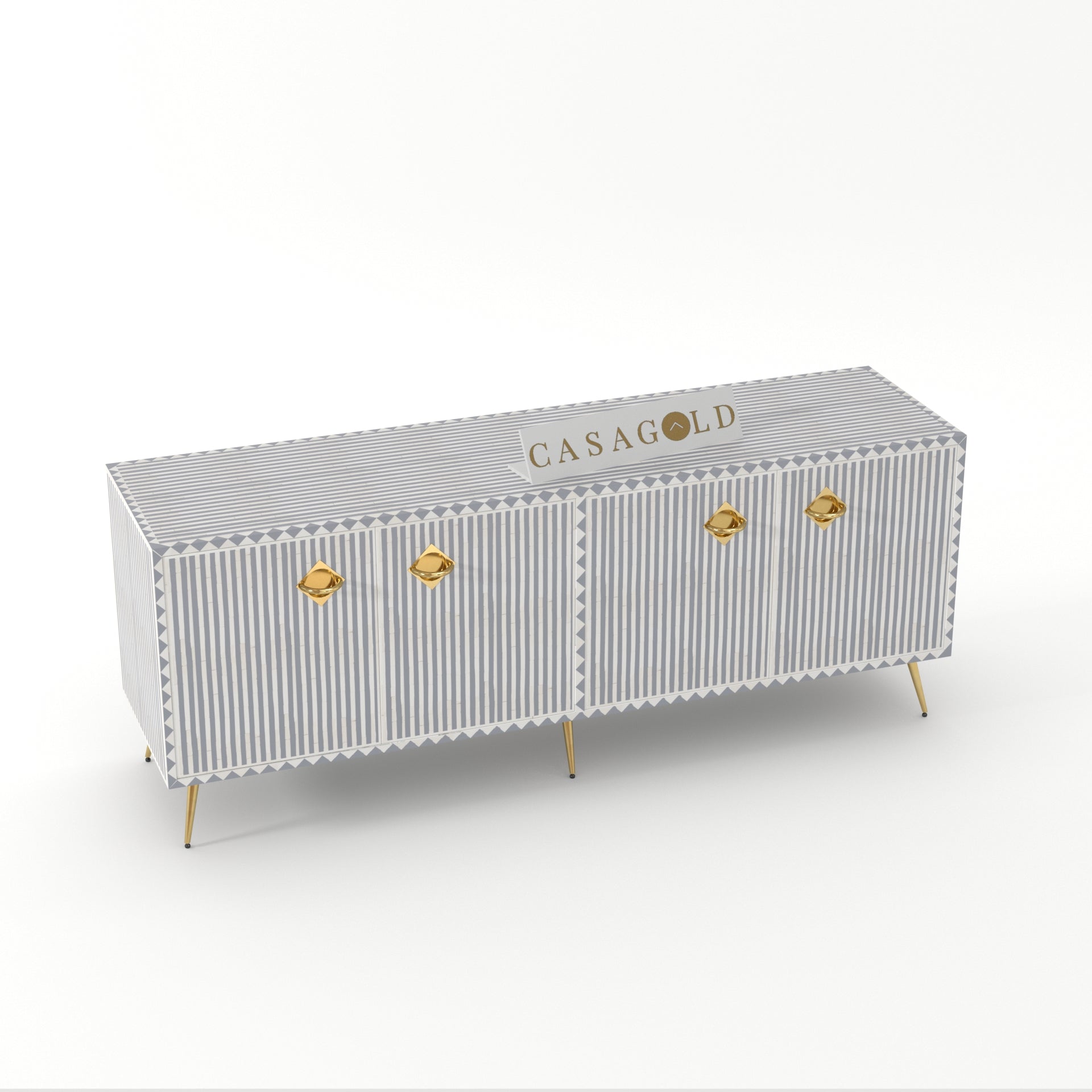 waterfall-patterned black inlay TV console