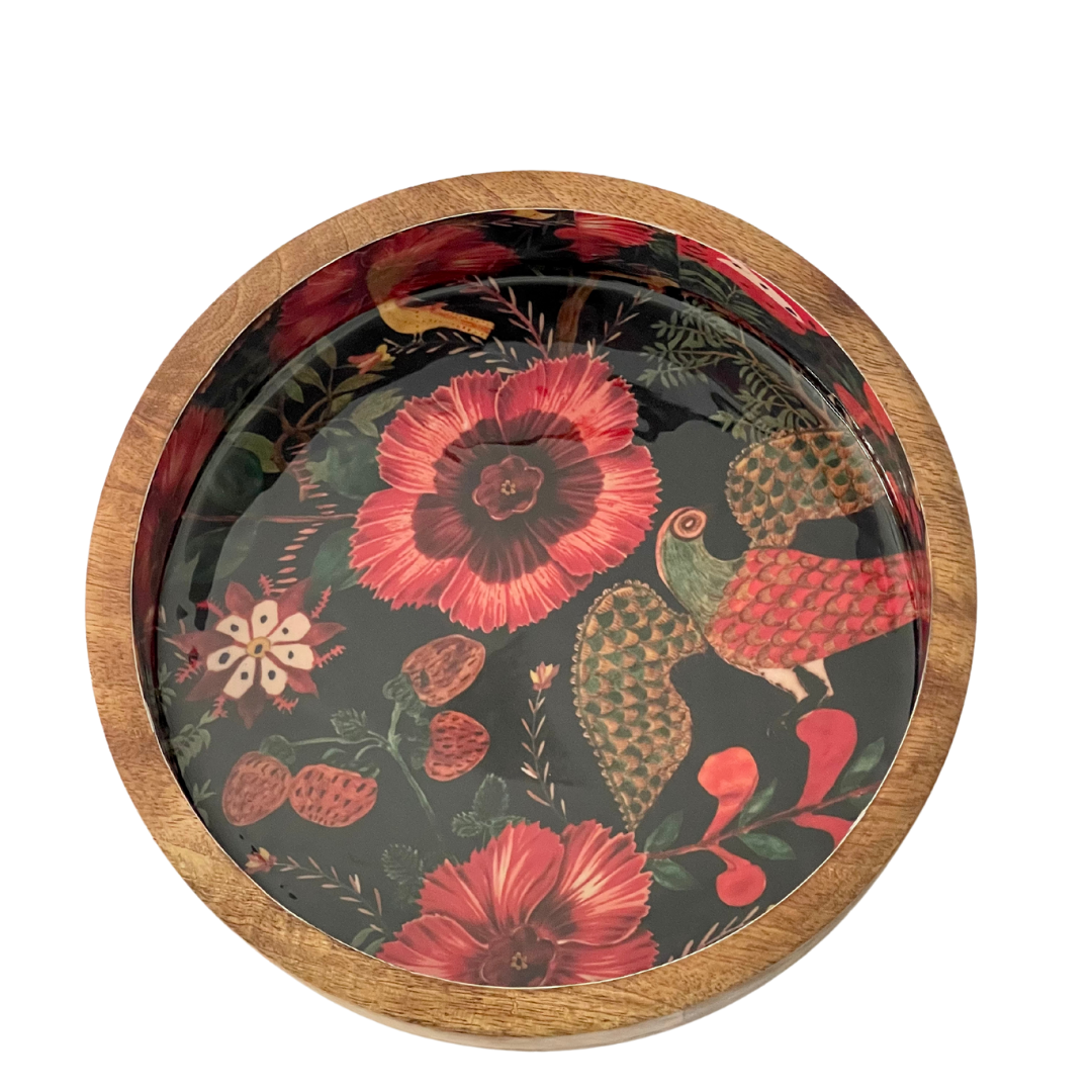 Wooden Serving Bowl - Bird of Paradise