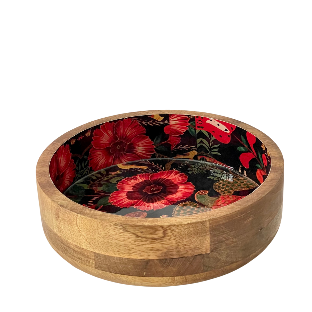 Wooden Serving Bowl - Bird of Paradise