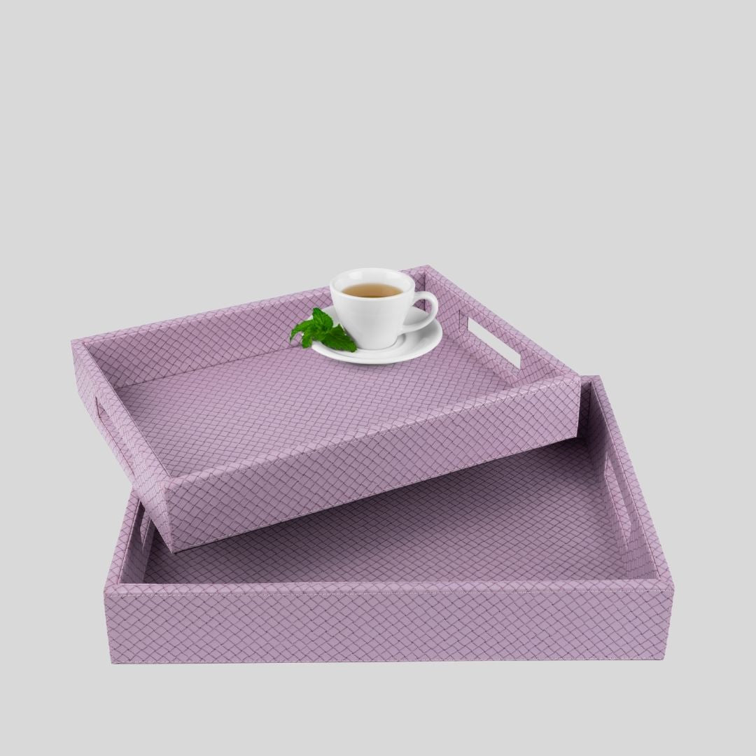 Lavender Leather Tray - Set of 2