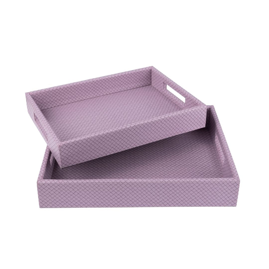 Lavender Leather Tray - Set of 2