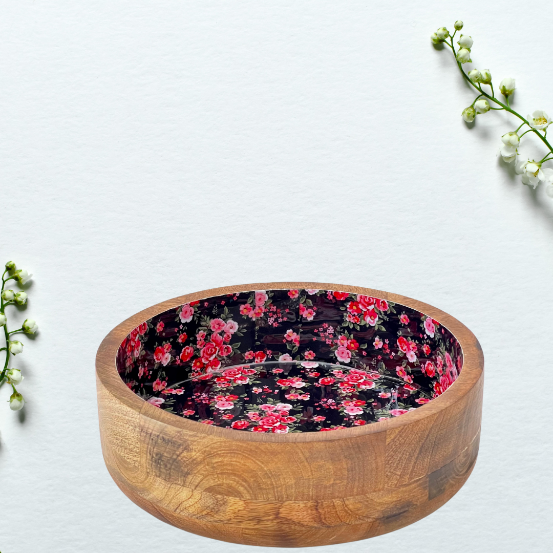 Wooden Serving Bowl - Flora