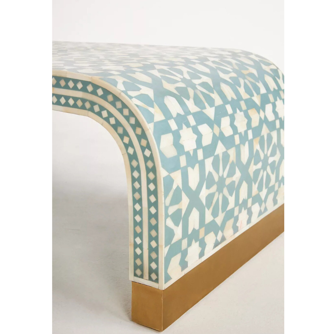 Logan Inlay Waterfall Coffee Table - Moroccan Green