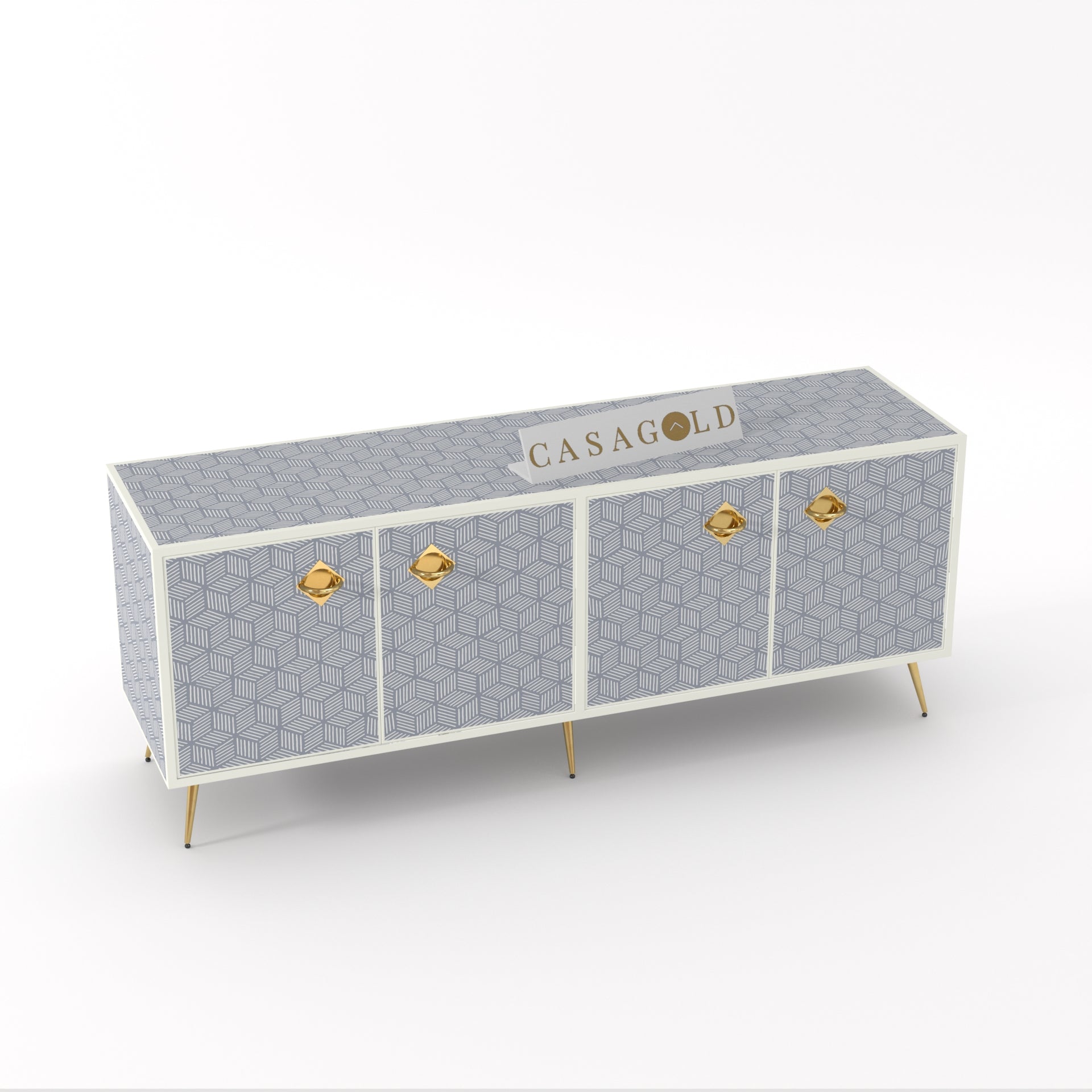 Antique-style bone inlay media stand