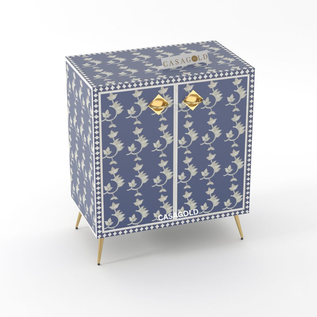 Antique-style bone inlay storage cabinet
