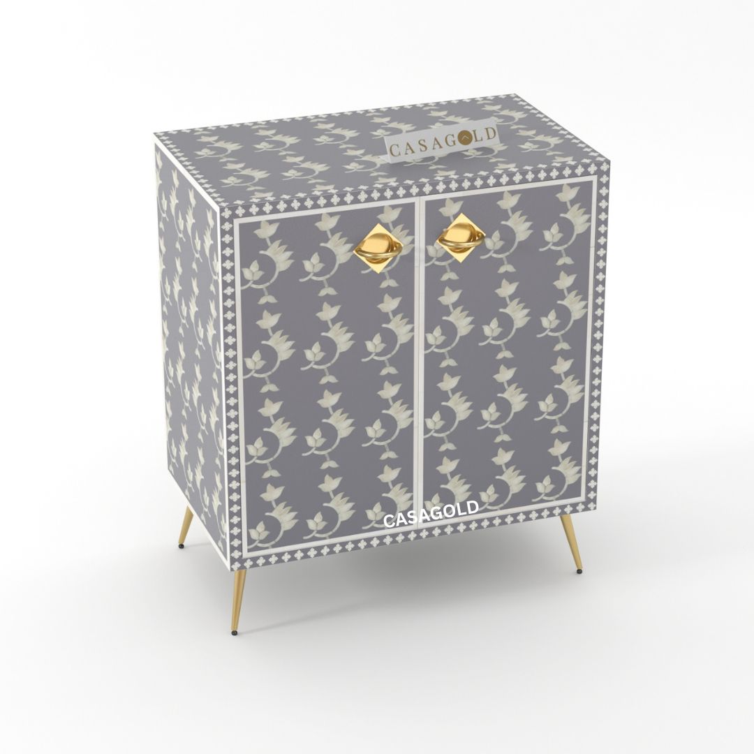 Antique Bone Inlay Storage Cabinet