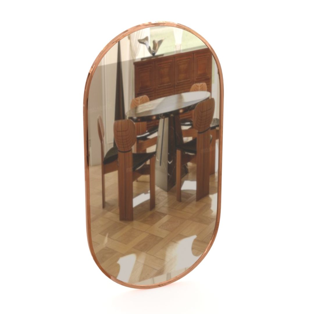 Antique RoseGold-framed glass mirror for steel frame