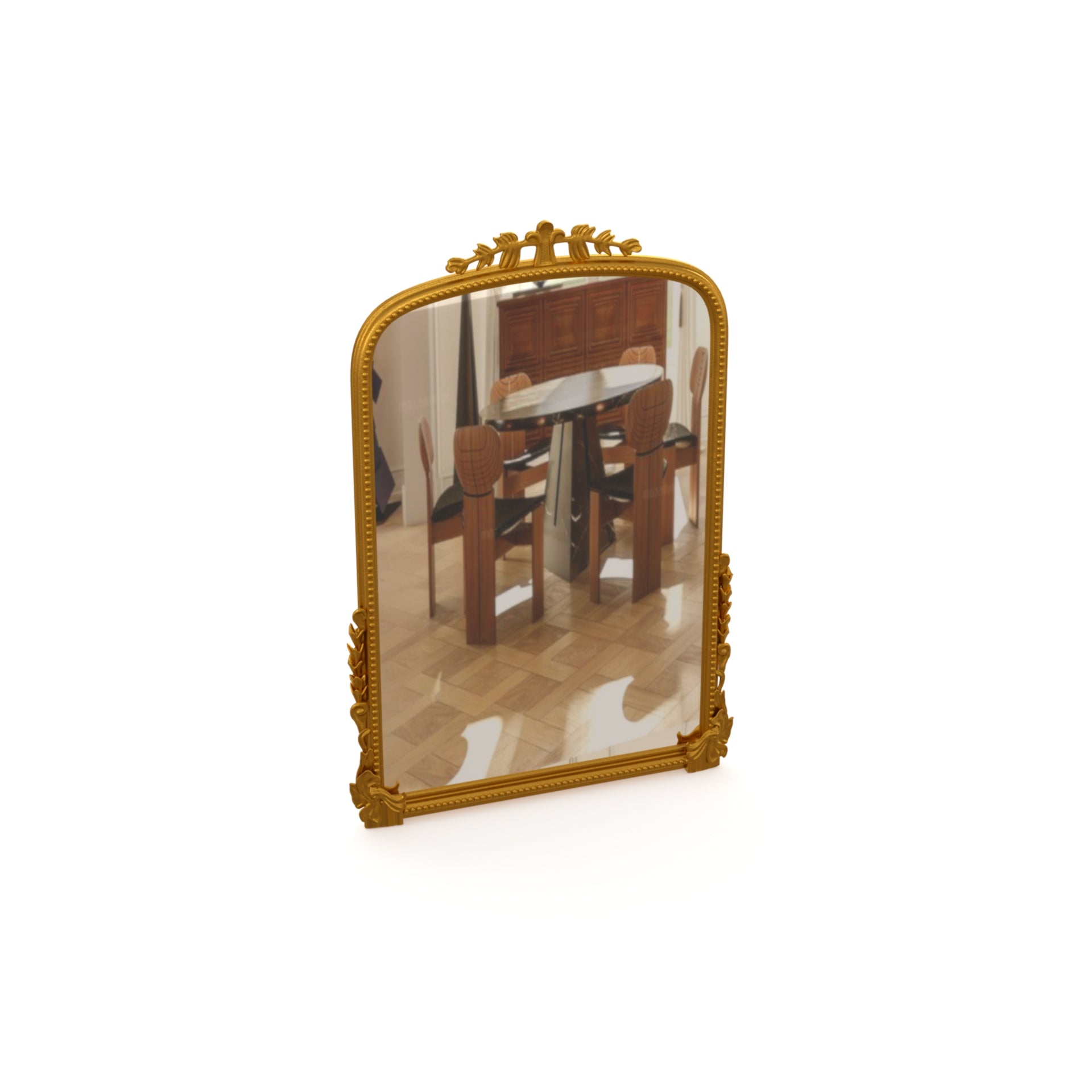 Antique Vintage Rectangle Gold Frame Glass Mirror