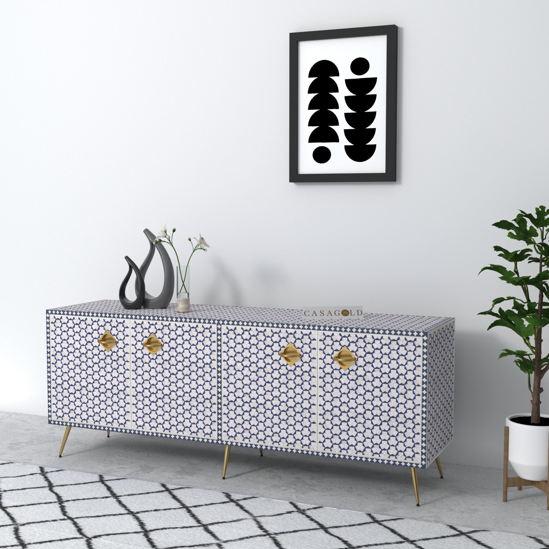 Antique White Bone Inlay Sideboard hallway cupboard outdoor storage cabinet waterproof