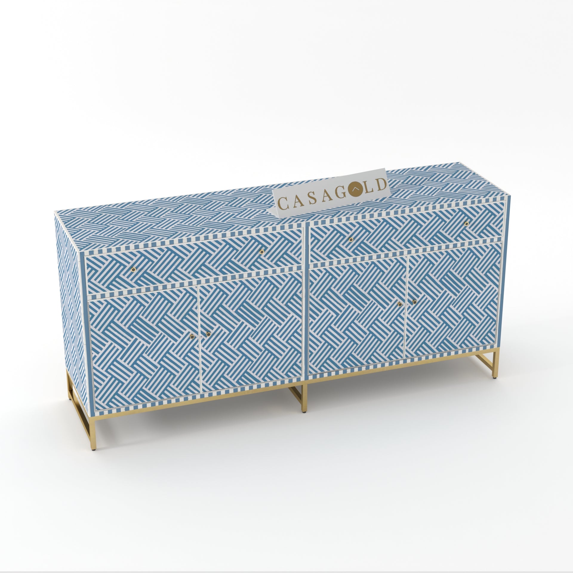 Artisan chevron Bone Inlay Storage Cabinet