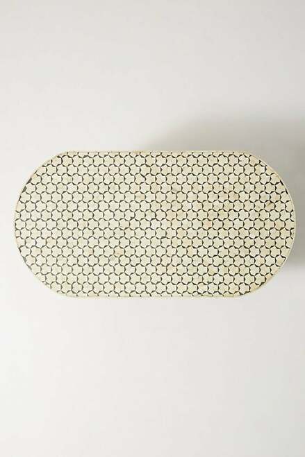 Artistic Bone Inlay Oval Center Table