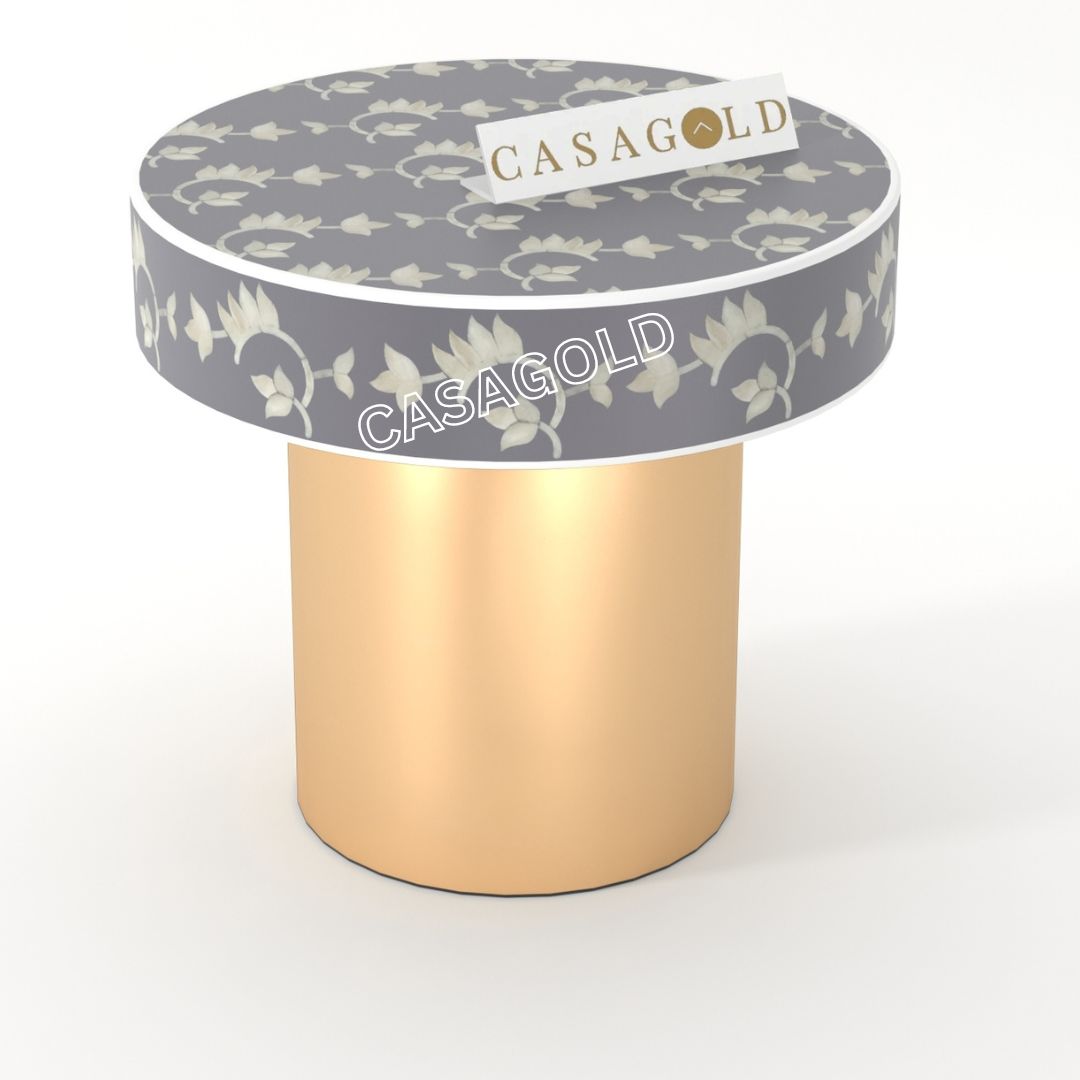 Artistic Geometric Round Inlay Table for Unique Spaces