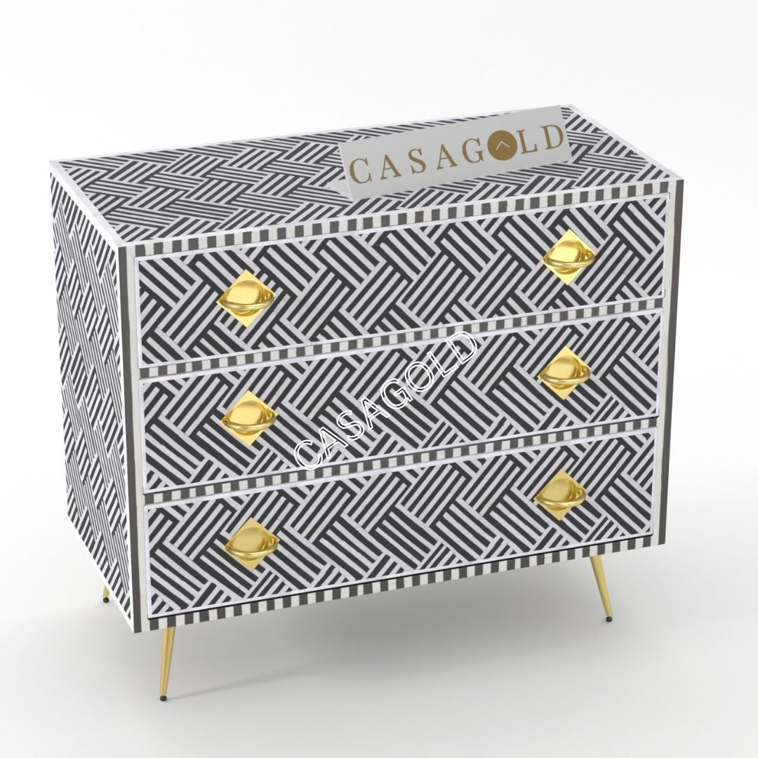 Artistic black inlay chest of drawers for statement interiors