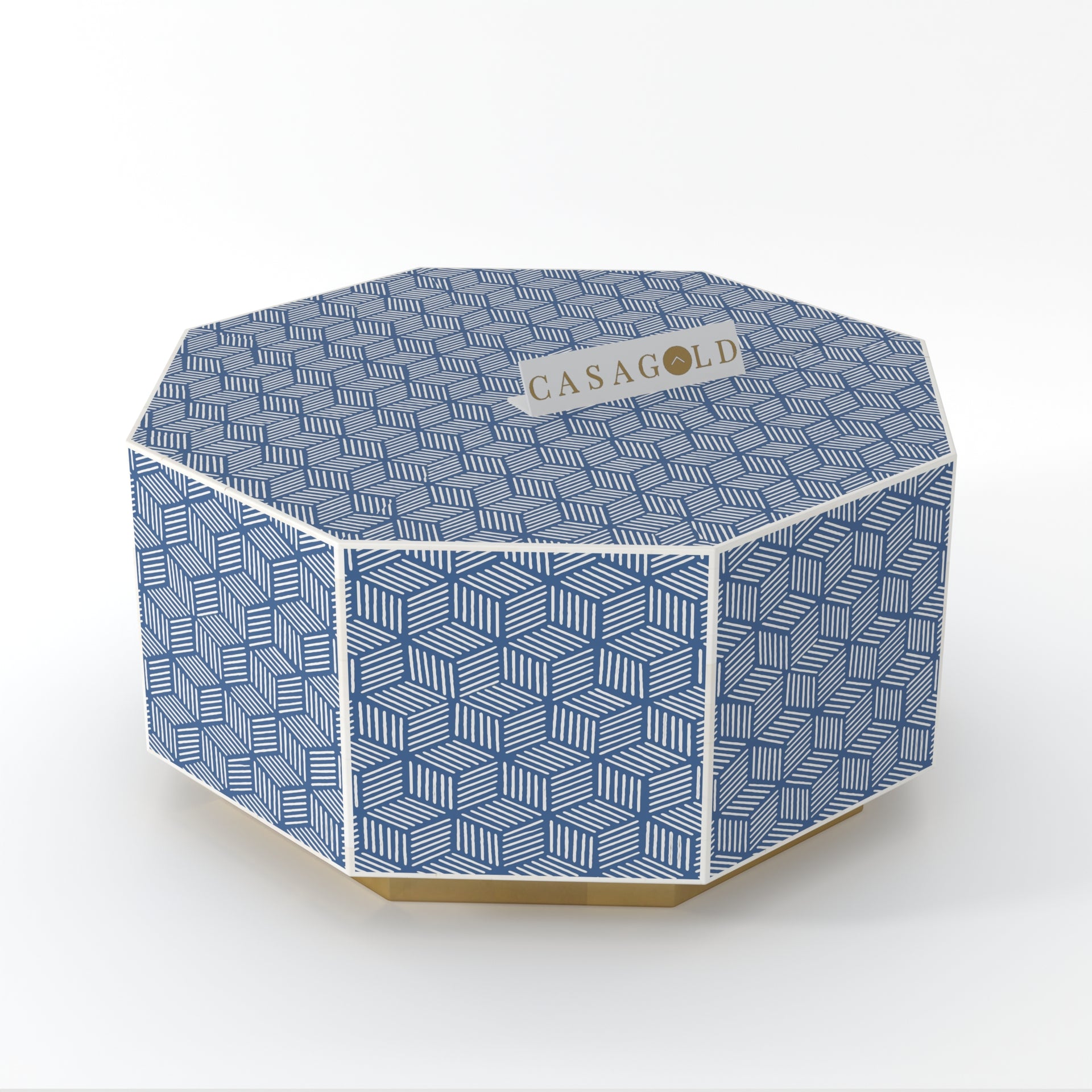 "Artistic bone inlay hexagon coffee table for contemporary spaces"