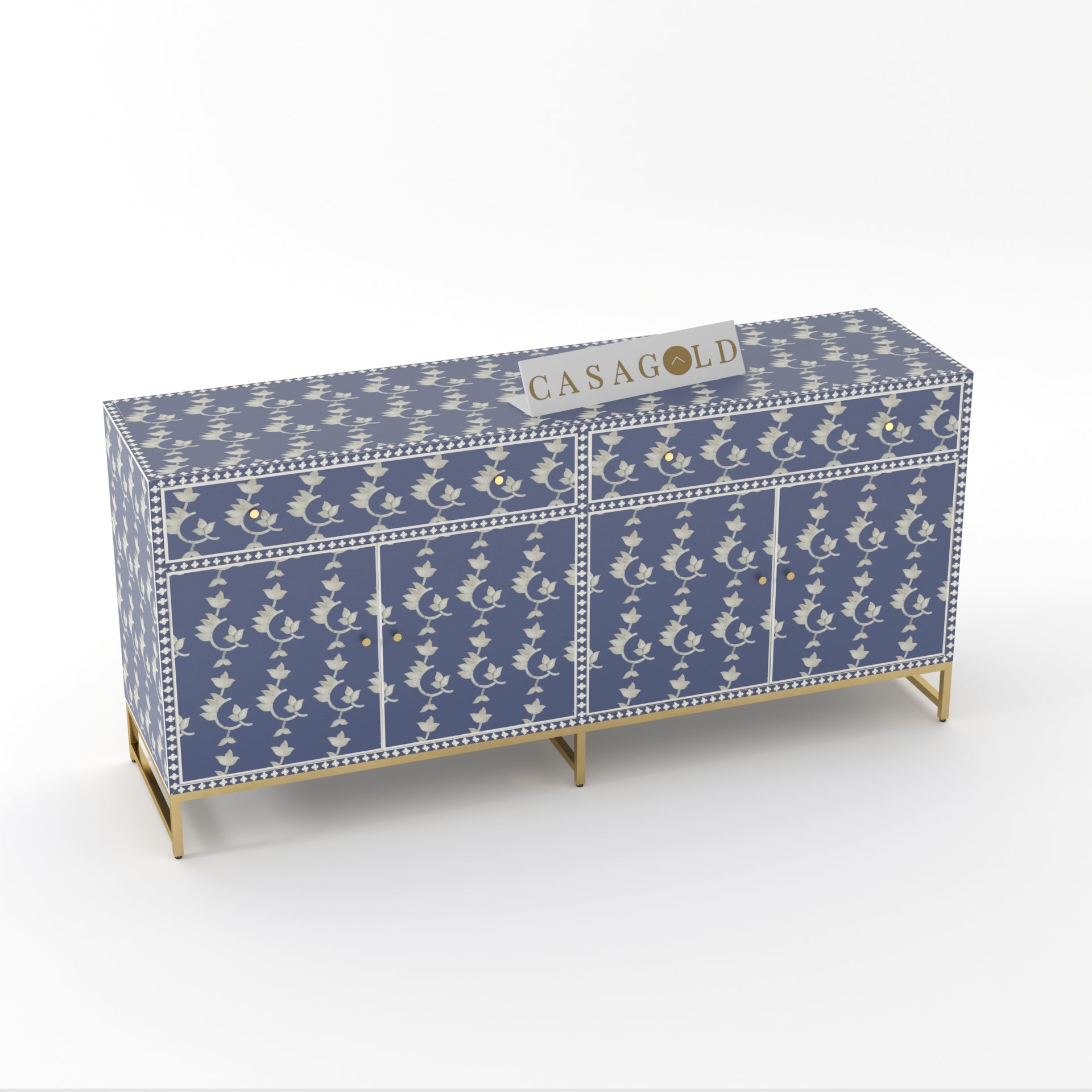 Blue and White Bone Inlay Sideboard