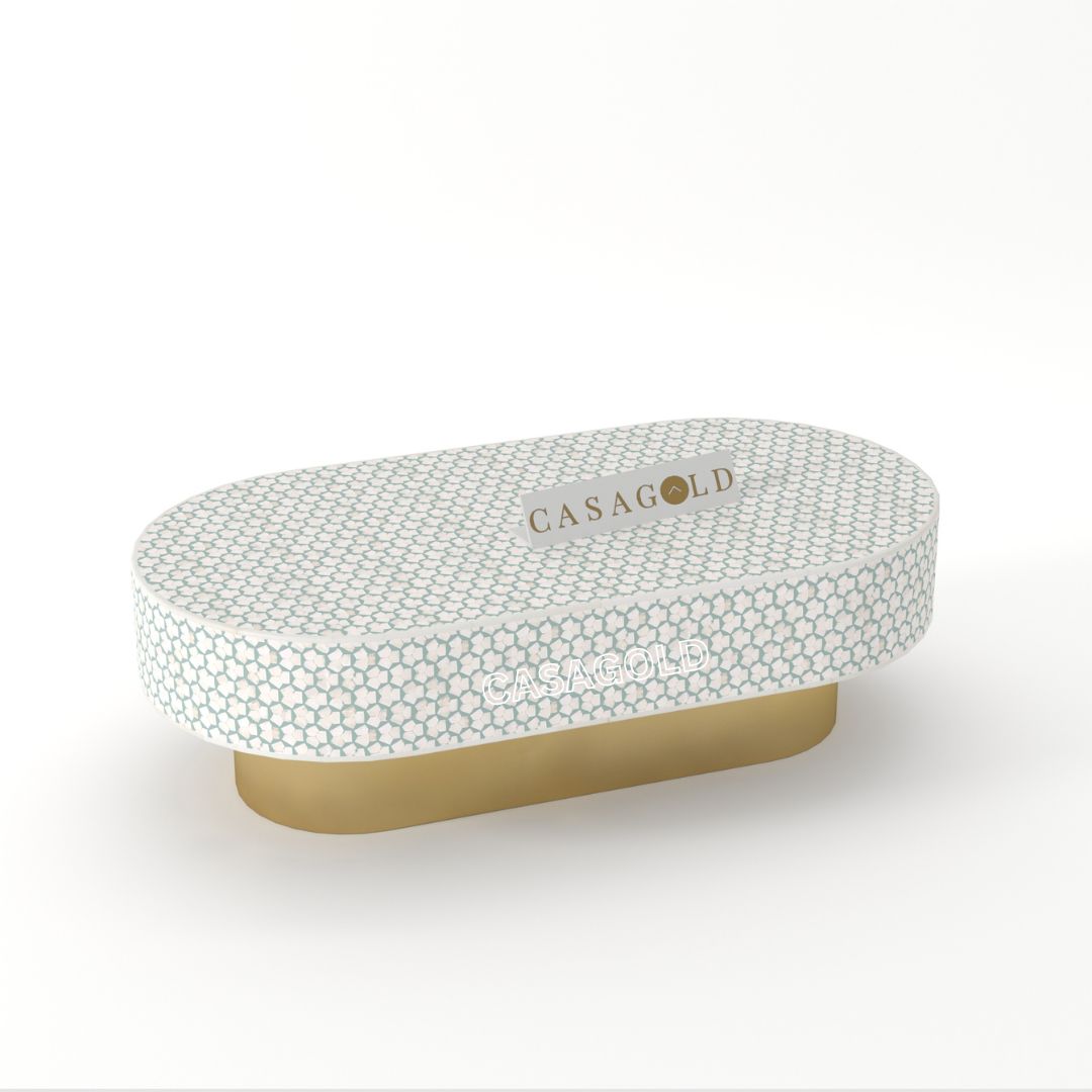 Bone Inlay Oval Coffee Table for Luxe Interiors