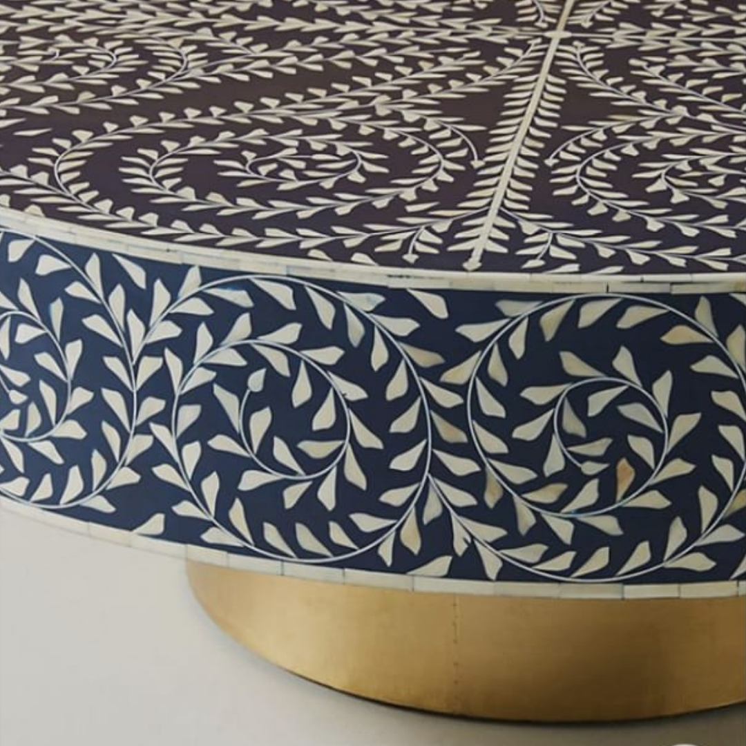 Bone Inlay Round Coffee Table - Luxe and Chic