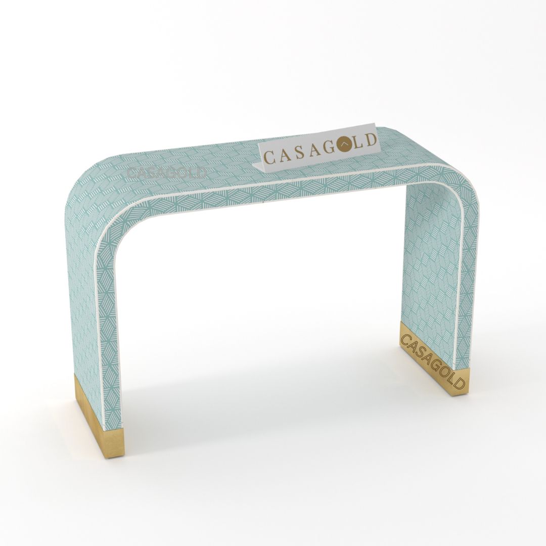 White Bone Inlay Console Desk